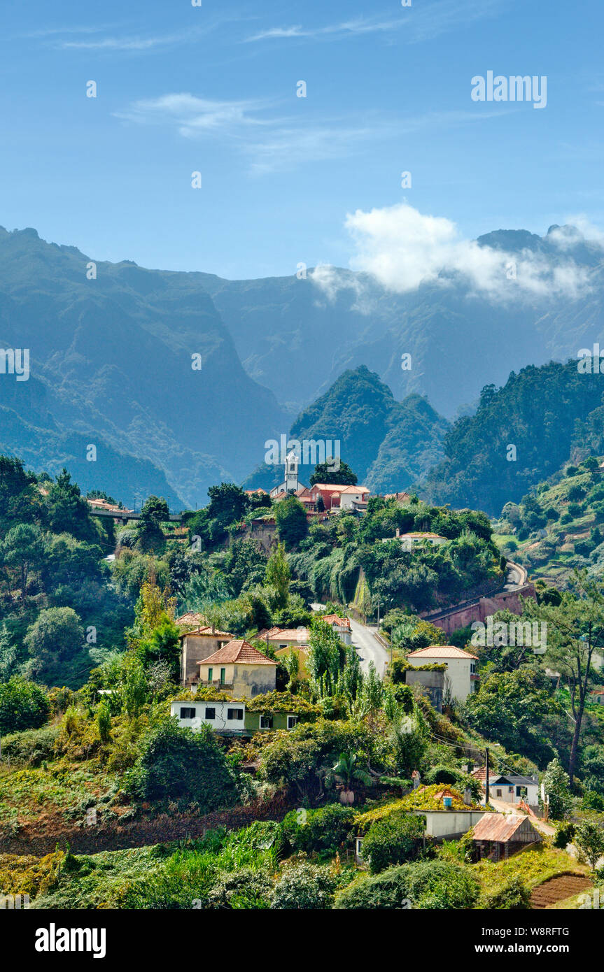 Portugal, Madeira, Sao Roque village and the Caldeirao Stock Photo