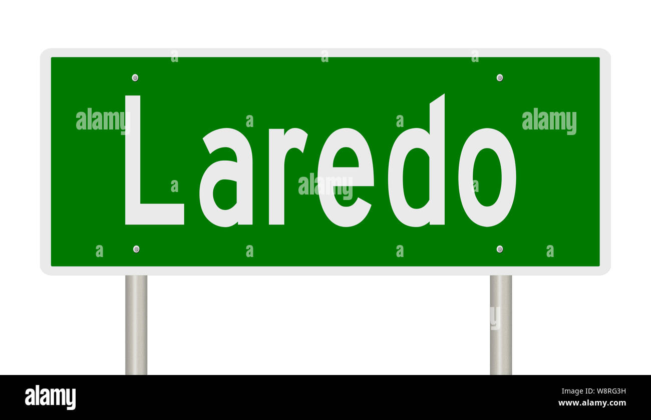 Rendering of a green highway sign for Laredo Texas Stock Photo Alamy
