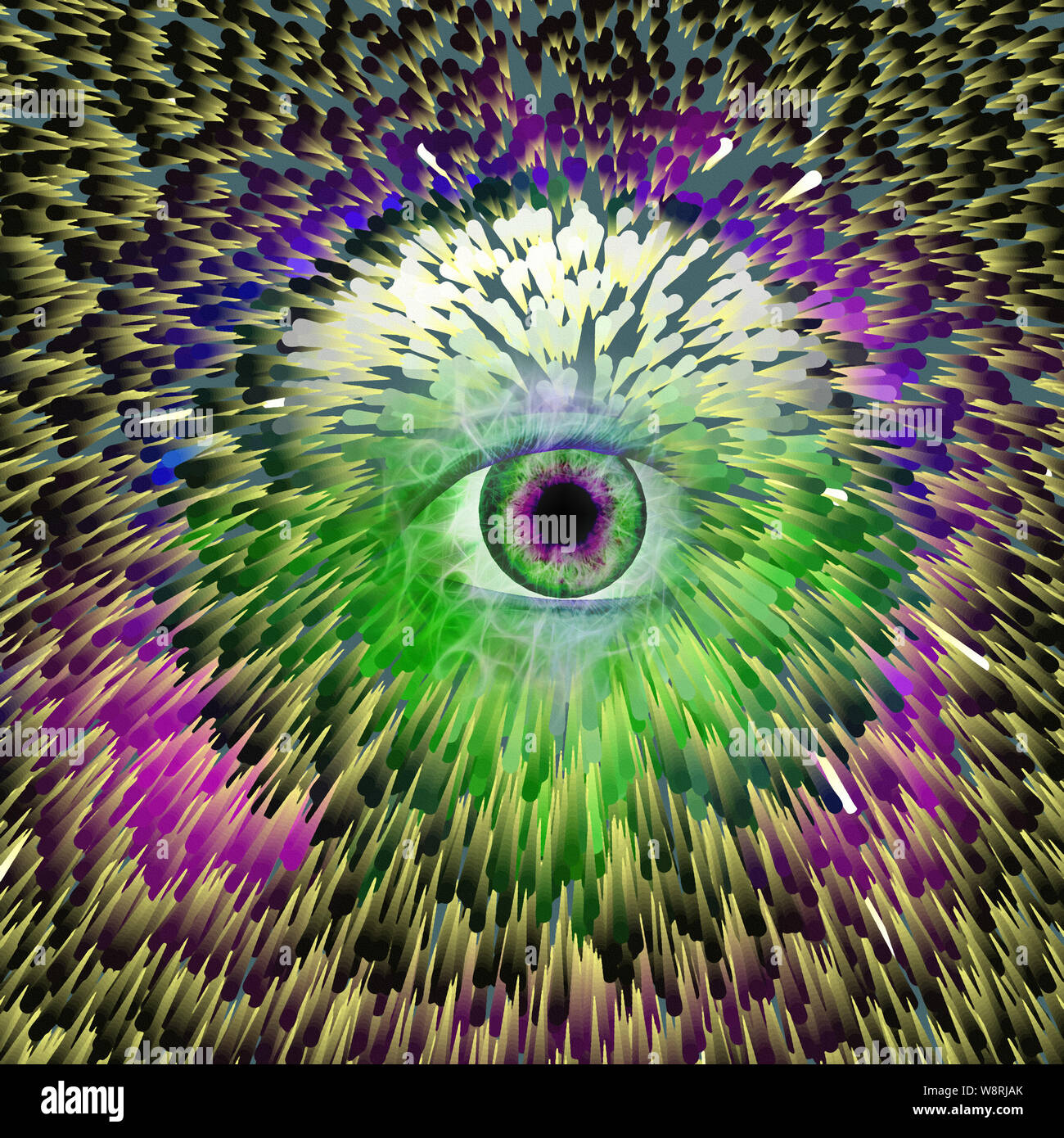 Crystal Ball with all seeing eye. Colorful burst Stock Photo - Alamy