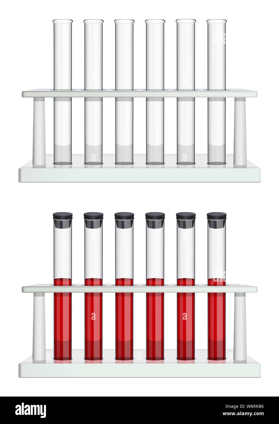 Set of test tubes in racks. Test tubes empty and filled with multi-colored  liquid. Special laboratory equipment for medicine, pharmacy, biology and  Stock Vector Image & Art - Alamy