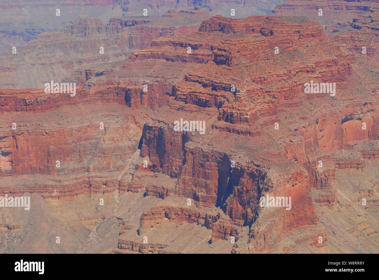 A wonderful aerial panoramic view of beautiful deep gorges and steep cliffs in the Grand Canyon National Park, Arizona, USA Stock Photo