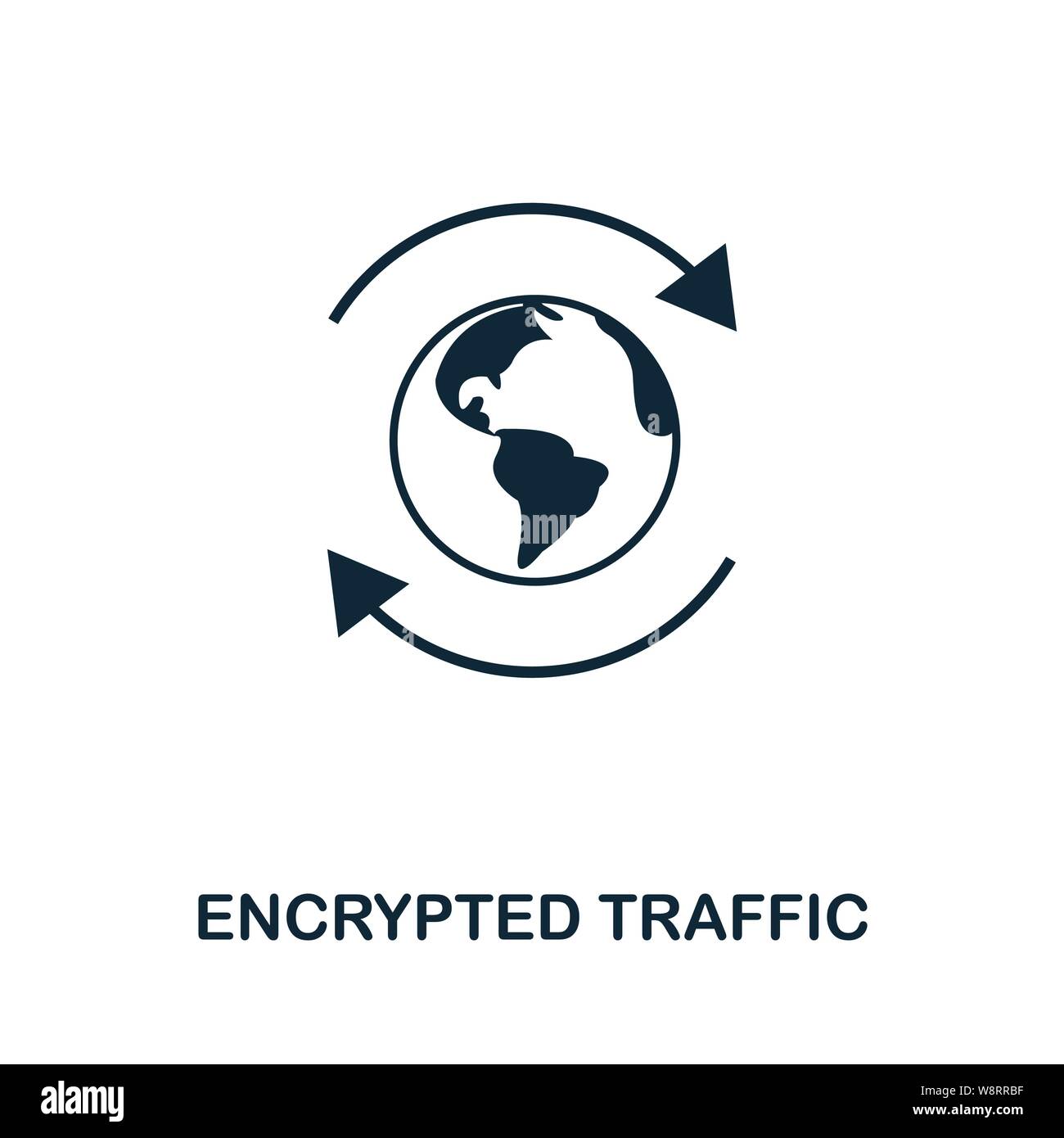 Encrypted Traffic icon outline style. Simple glyph from icons collection. Line Encrypted Traffic icon for web design and software Stock Vector
