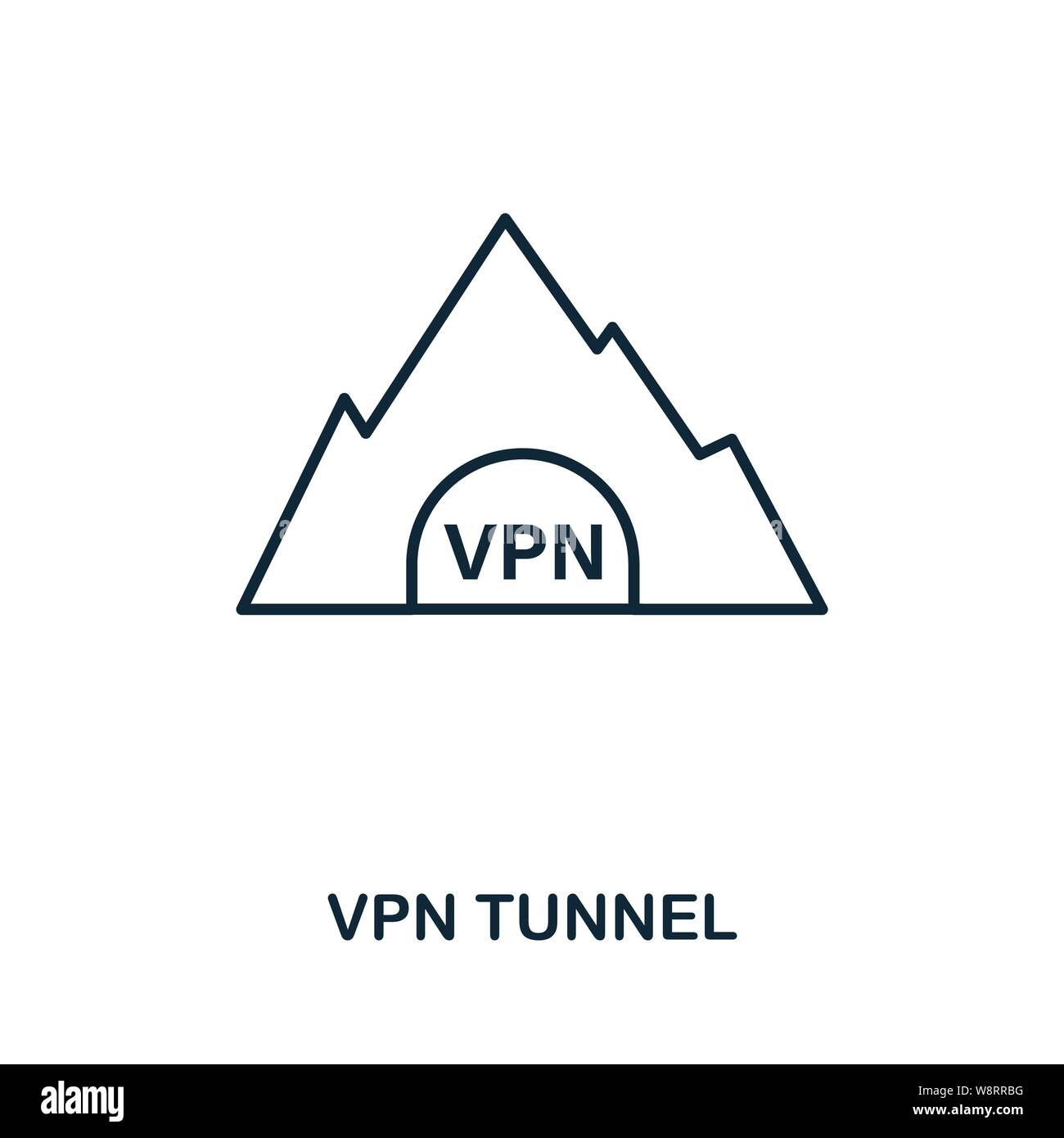 Vpn Tunnel icon outline style. Simple glyph from icons collection. Line Vpn Tunnel icon for web design and software Stock Vector