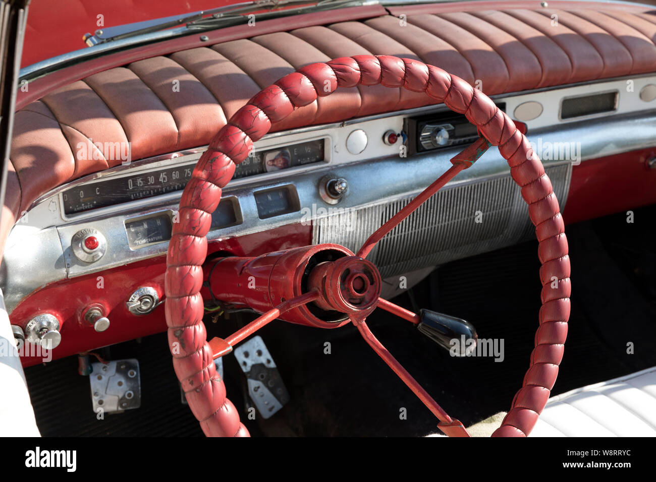 Red Leather Interior Of Car Stock Photos Red Leather