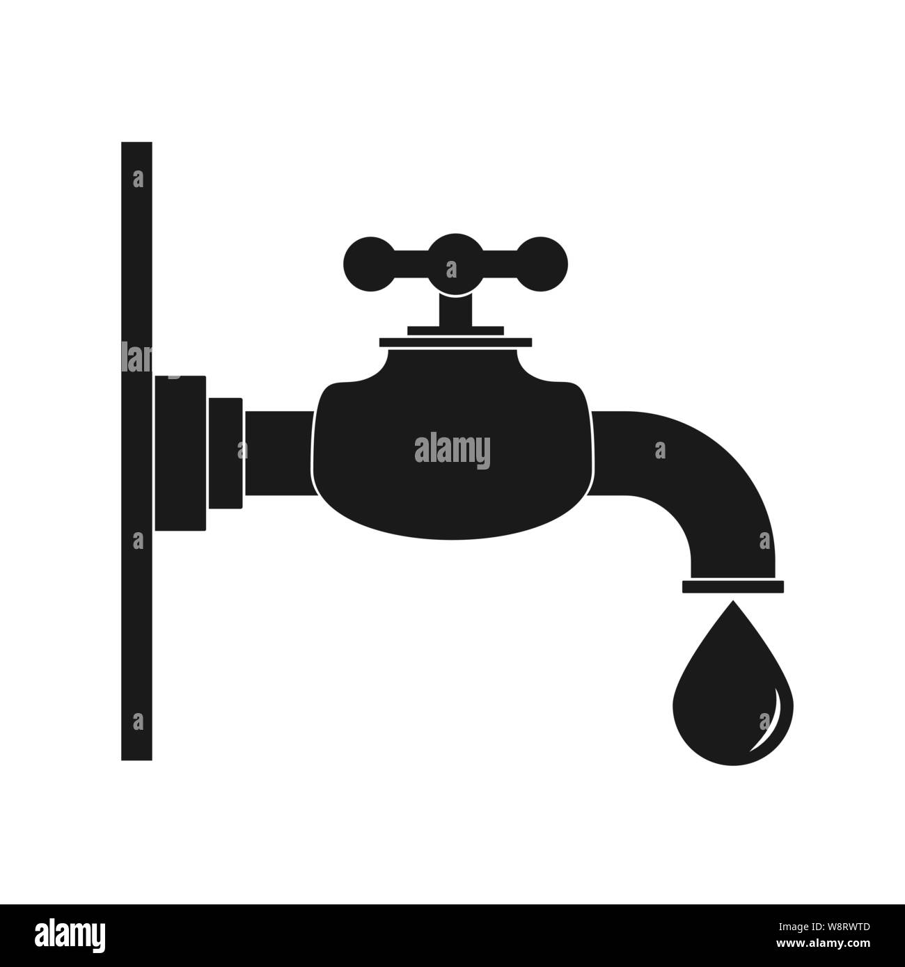 Water tap icon with water drop, simple flat design Stock Vector Image ...