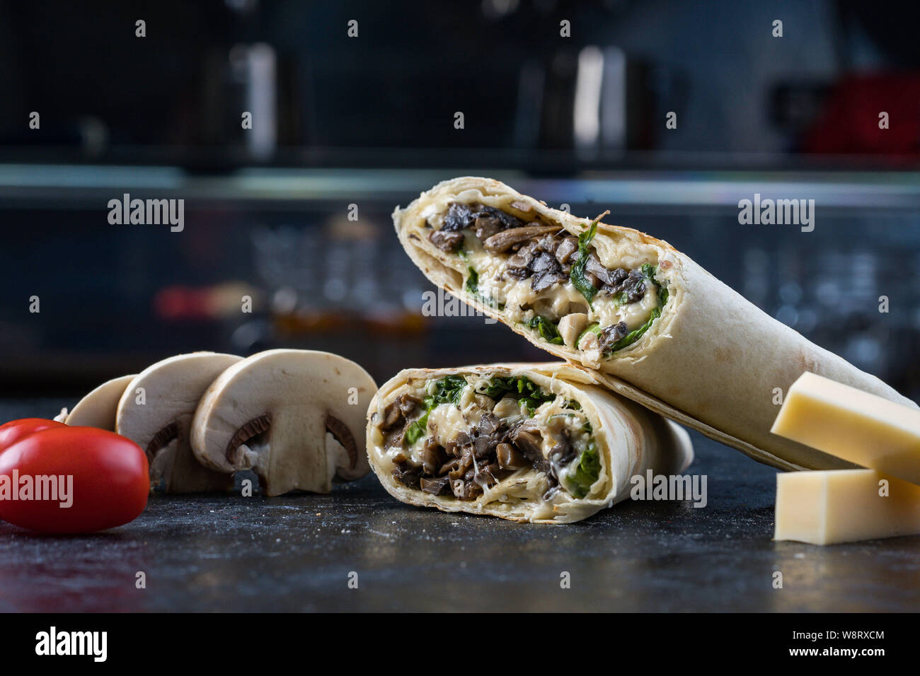 Shawarma sandwich gyroscope fresh roll of lavash Lavash chicken beef Shawarma falafel recipe tin