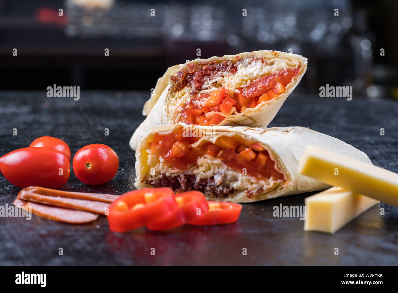 Shawarma sandwich gyroscope fresh roll of lavash Lavash chicken beef Shawarma falafel recipe tin