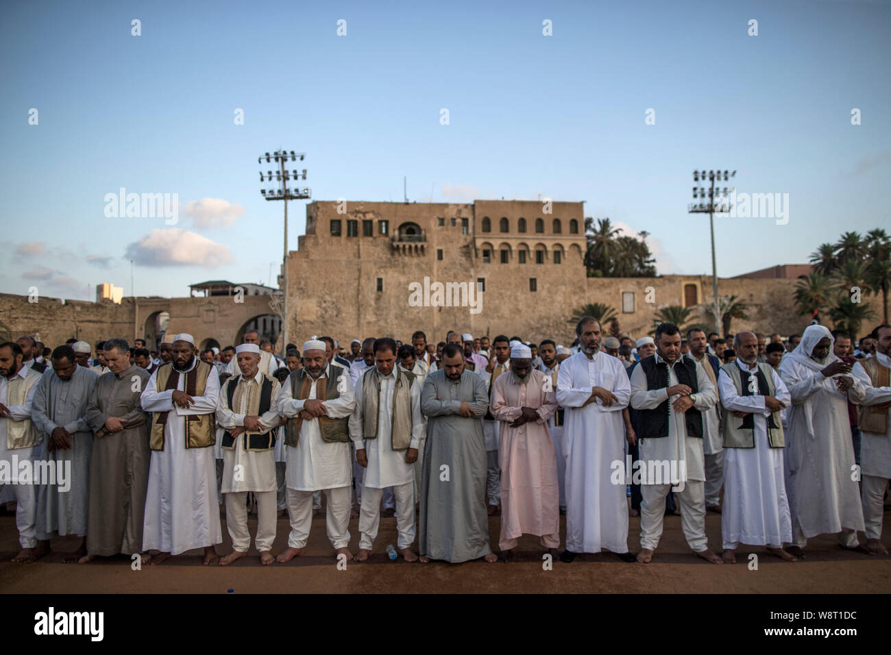 Tripoli. 11th Aug, 2019. Muslims gather for the Eid al-Adha festival in Tripoli, Libya on Aug.11, 2019. Credit: Amru Salahuddien/Xinhua Stock Photo