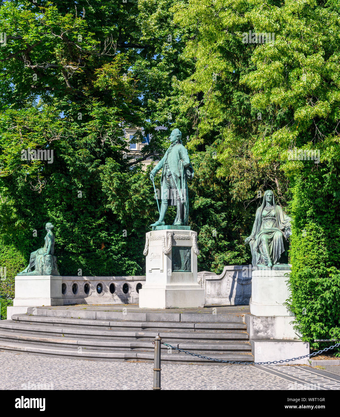 Strasbourg, Johann Wolfgang Von Goethe monument by sculptor Ernst Waegener 1904, Neustadt district, Alsace, France, Europe, Stock Photo
