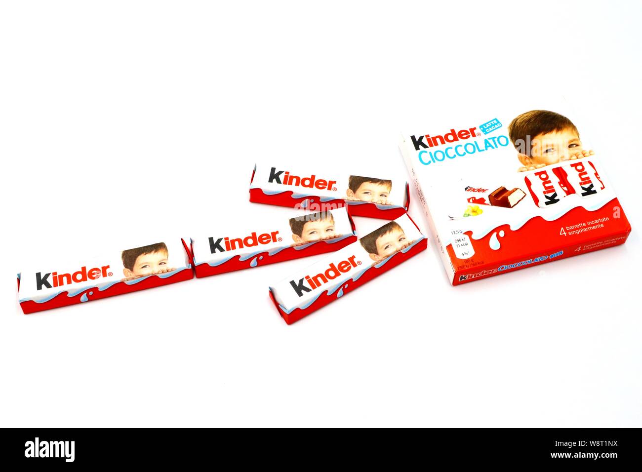 Kinder Chocolate Bars. Kinder is a brand of products made in Italy by Ferrero Stock Photo Alamy