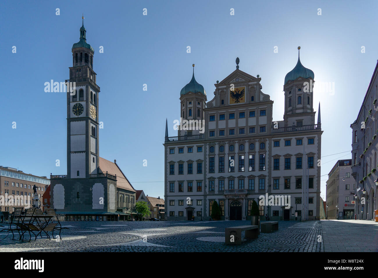 Augsburg town hall and perlach tower, unesco world heritage site Stock Photo