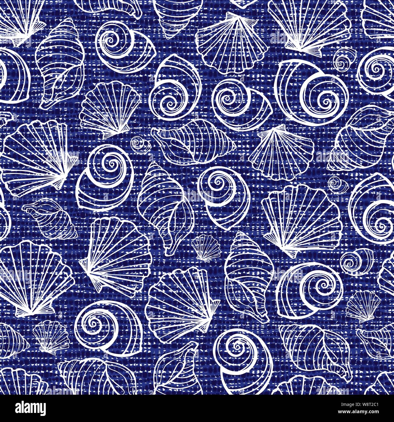 vibrant gradient seamless fairy shells vector blue and... Vector blue seamless fabric texture with seashells pattern. Canvas for ...