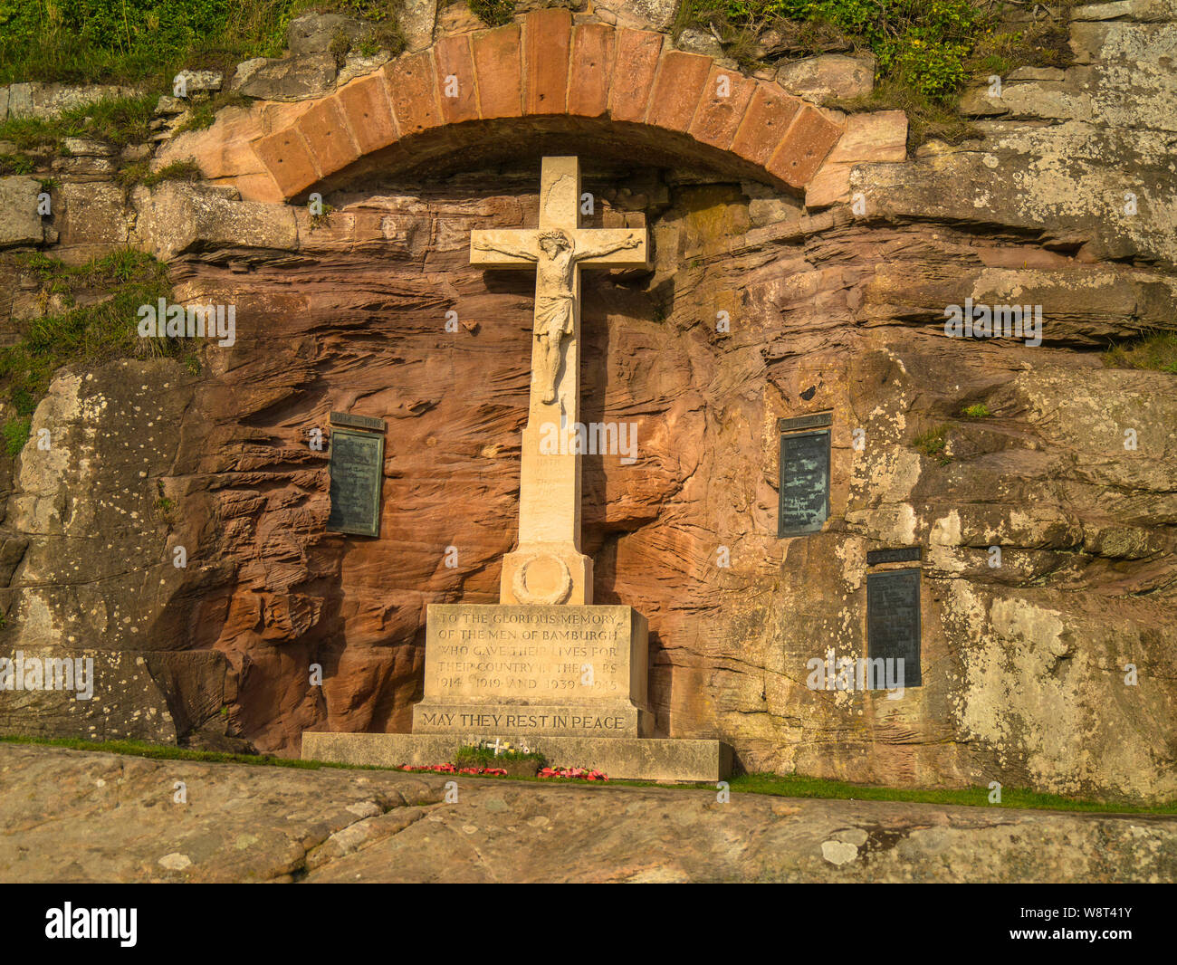War Memorial,Bamburgh Castle,Northumberland,England Stock Photo