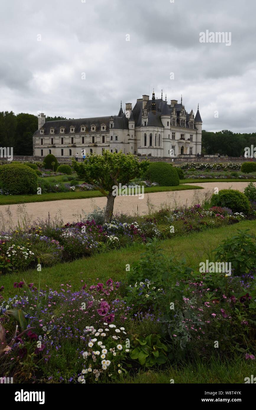 The Château de Chenonceau is a French château spanning the River Cher in the Indre-et-Loire département of the Loire Valley in France Stock Photo