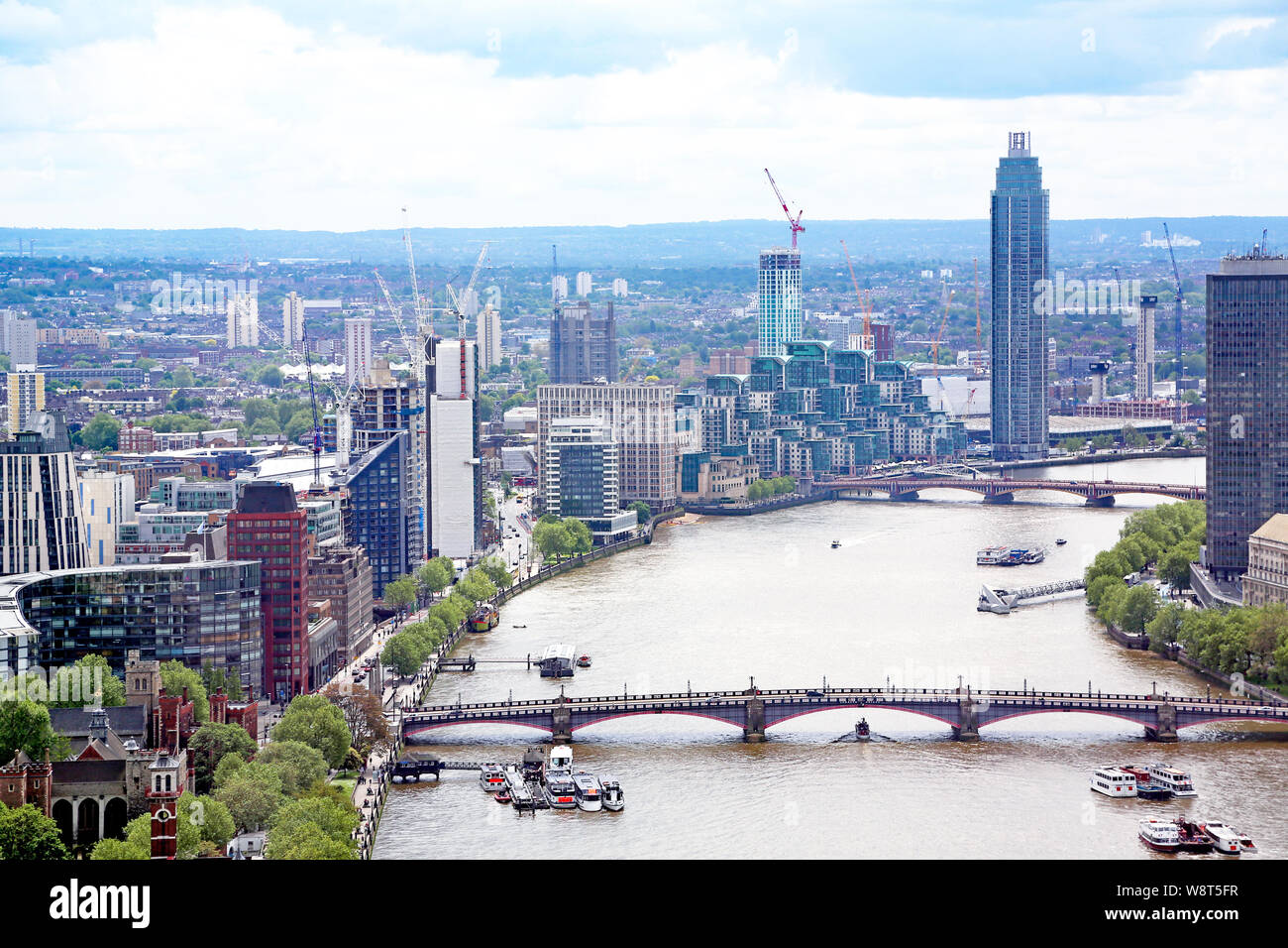 London, Great Britain -May 22, 2016: London cityscape with business public buildings, view from above Stock Photo