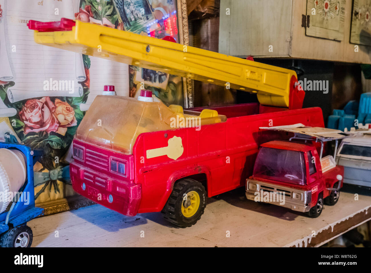 small old fire truck vintage toy for boys Stock Photo
