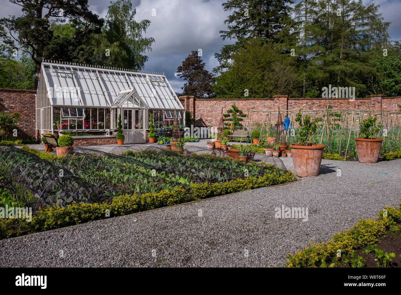 The walled garden on the Lingholm Estate near Keswick, Lake District Stock Photo