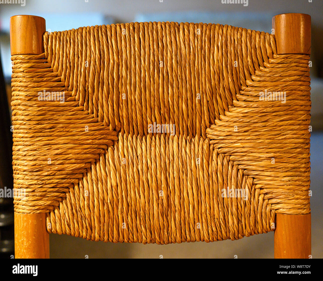 Straw chair's back, France, Europe, Stock Photo