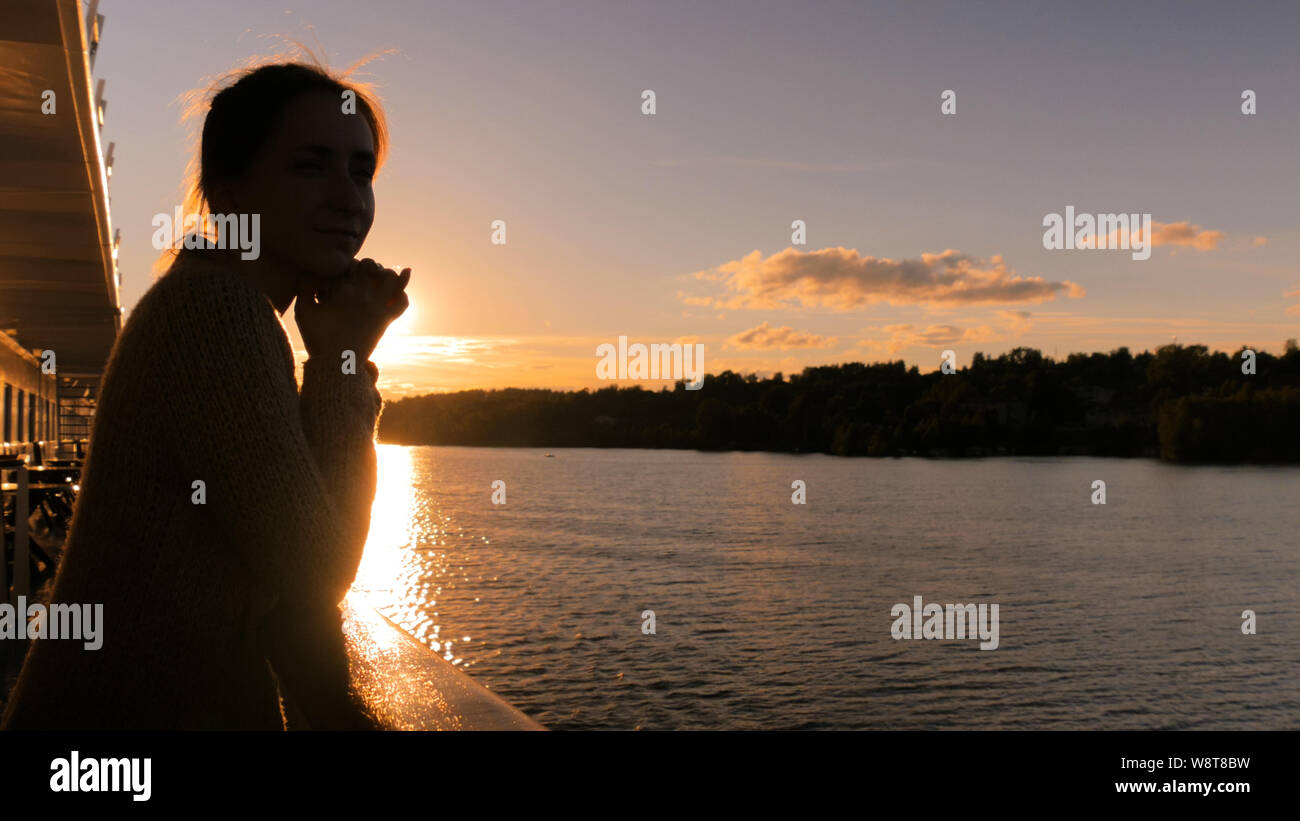 Woman admiring cruise ship hi-res stock photography and images - Alamy
