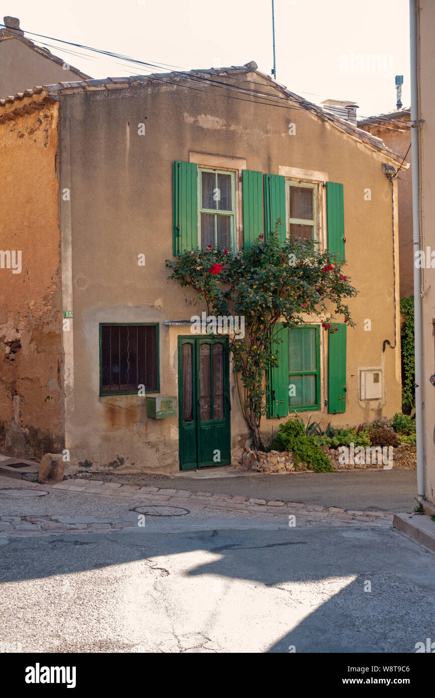 French houses in village street scene Stock Photo - Alamy