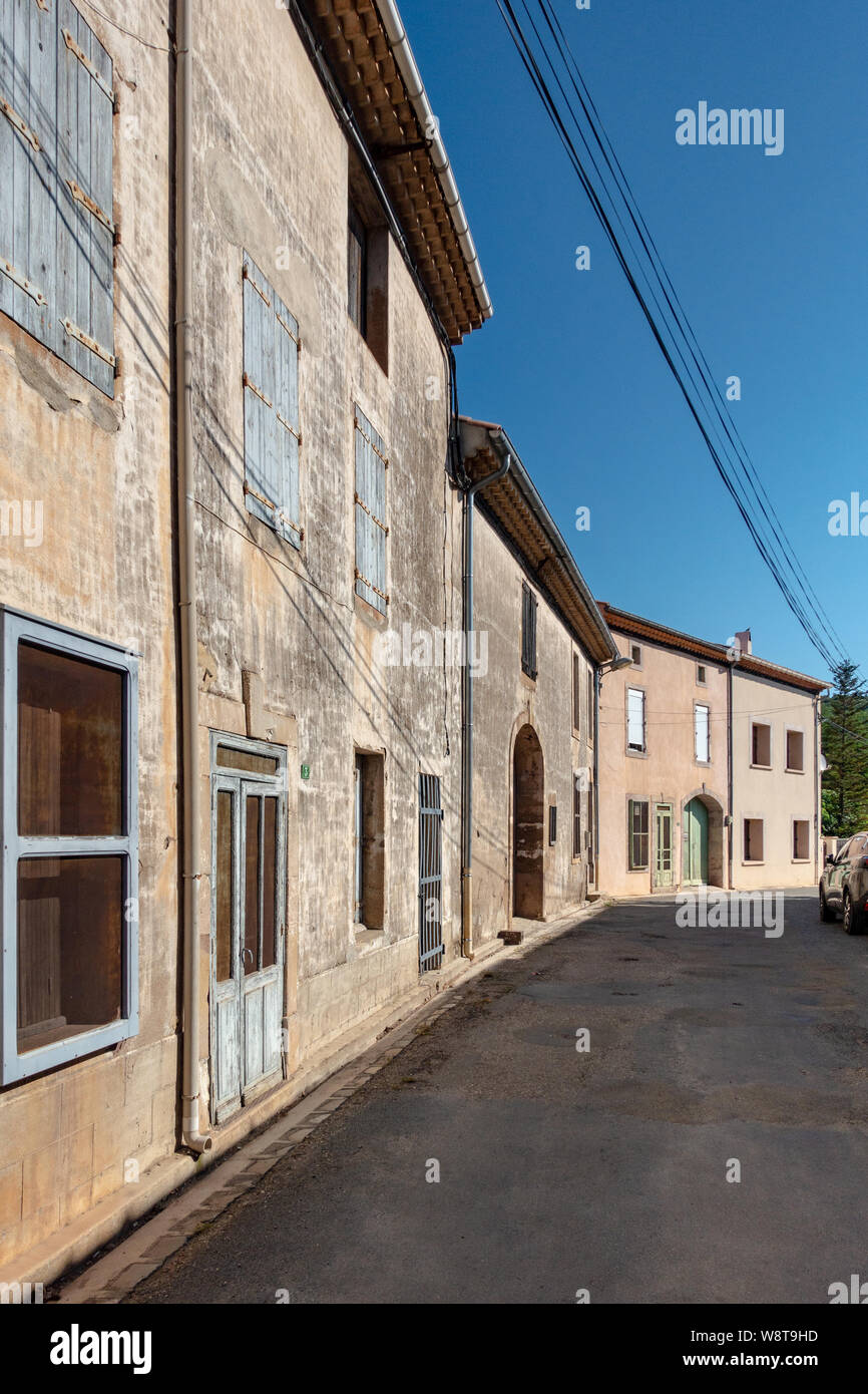 French houses in village street scene Stock Photo - Alamy