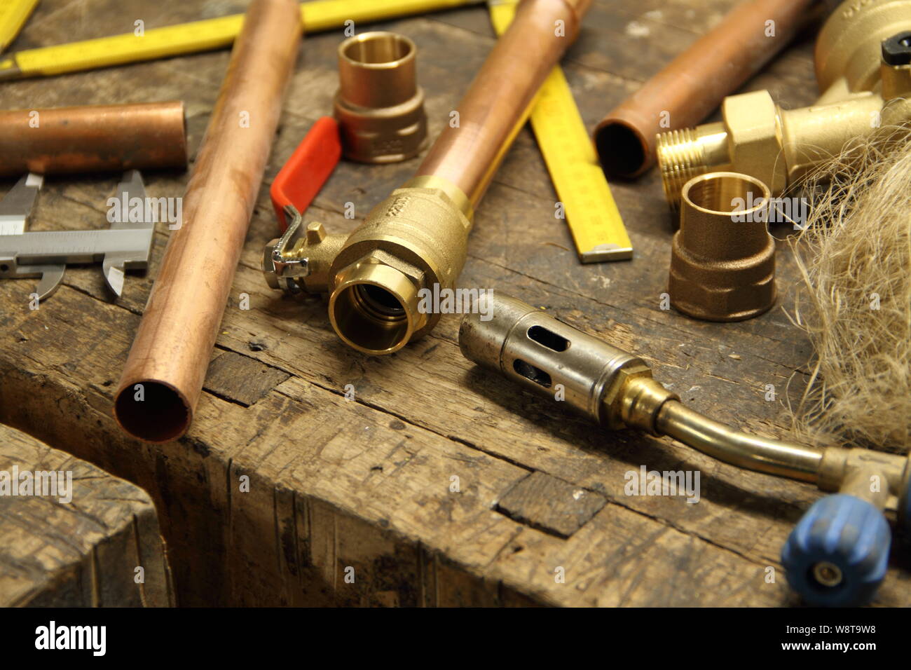 Installation Materials Example Installation material on a workbench Stock Photo - Alamy