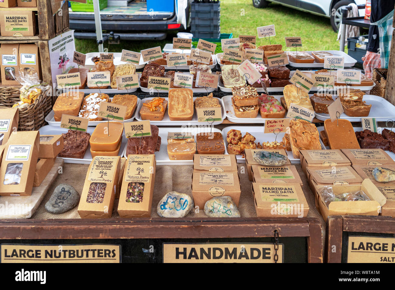 Display of handmade fudge on a market stall Stock Photo Alamy