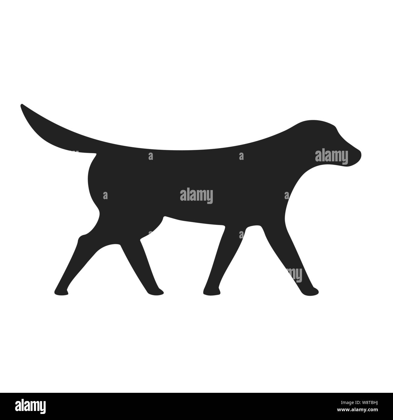 Vector illustration. Pointer dog silhouette in black isolated. Simple icon. Stock Vector