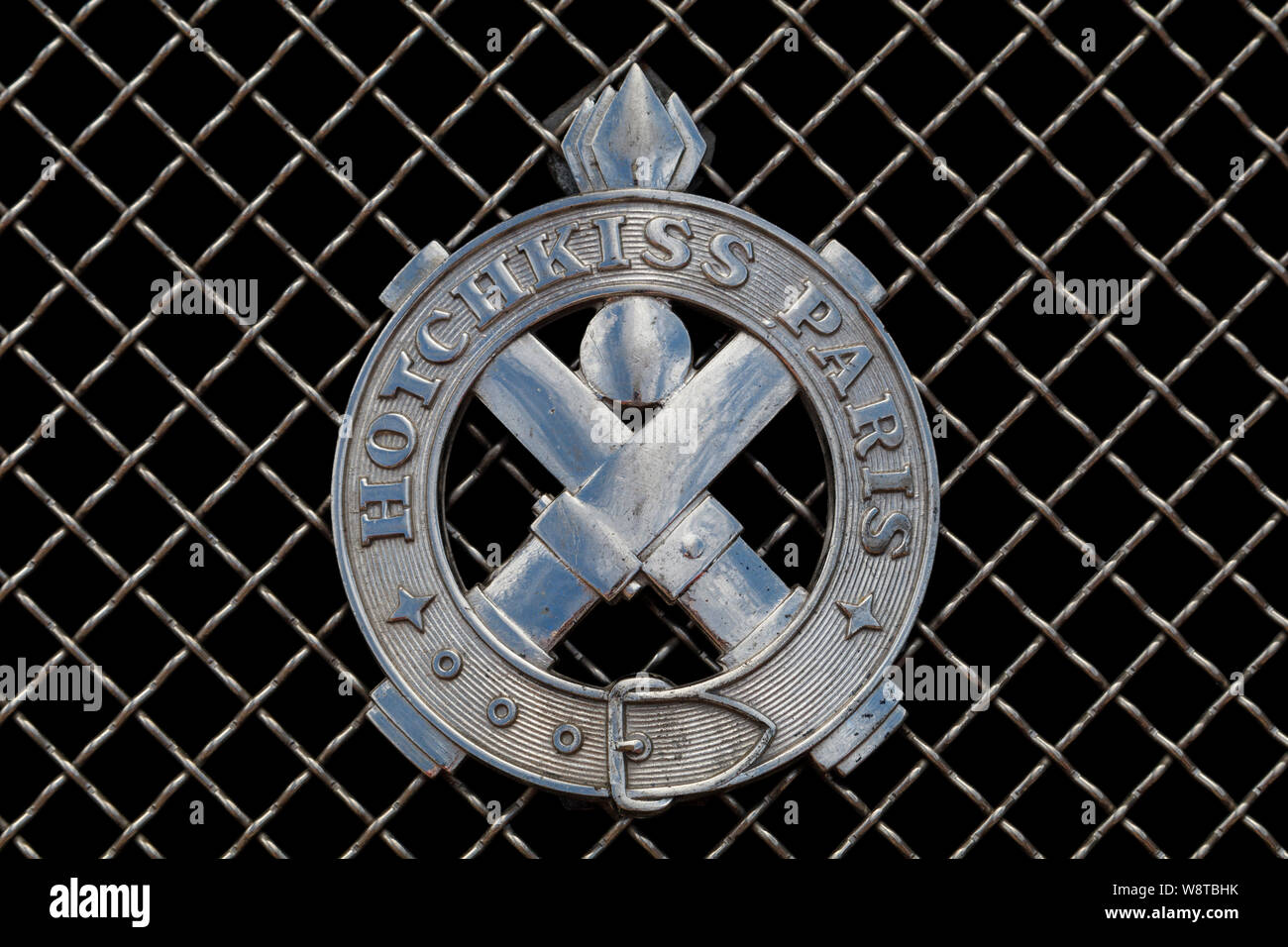 The car badge of Hotchkiss et Cie in SaintDenis, Paris. A French car