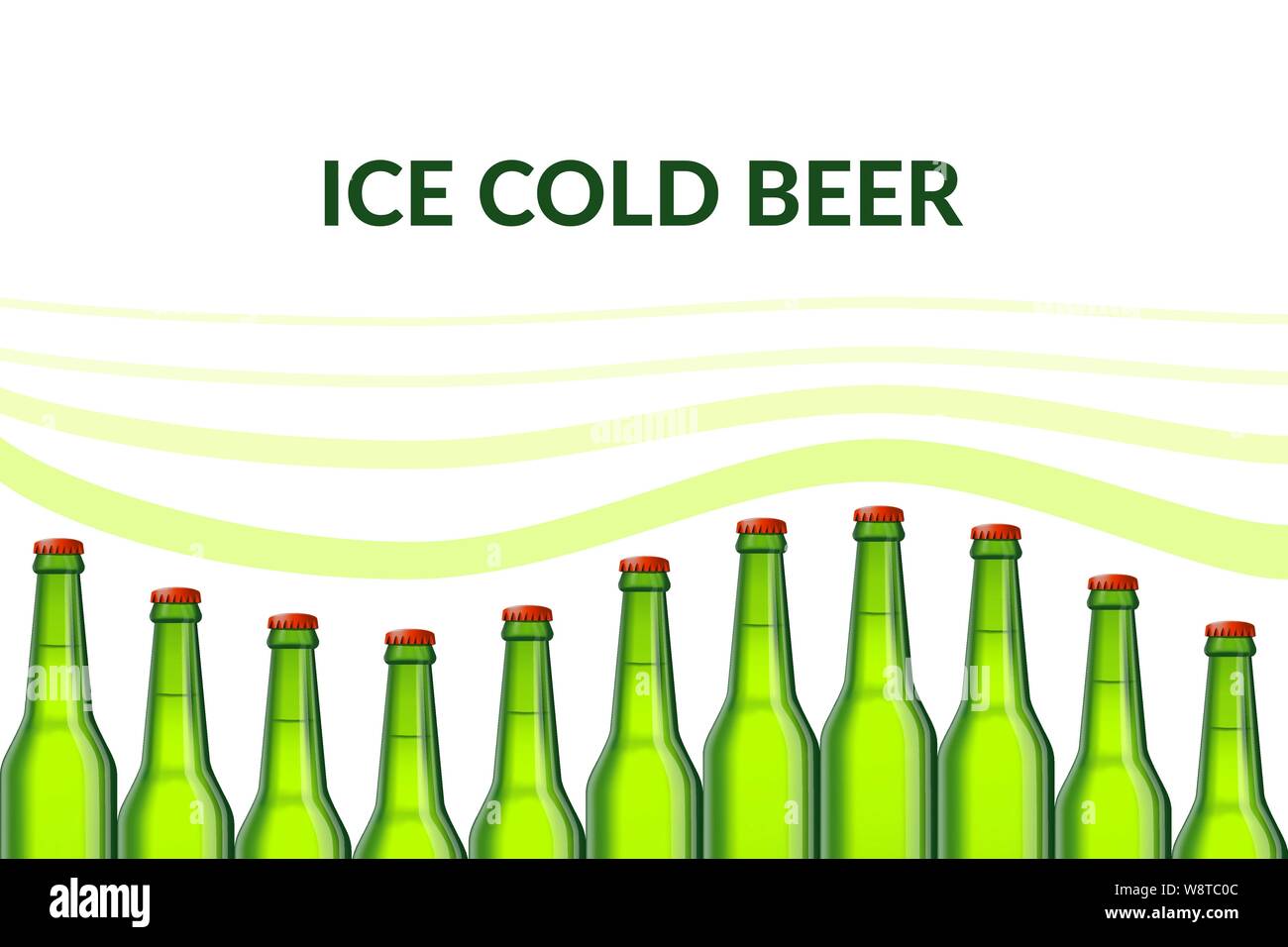 Some beer bottles moving like waves. Design concept for beer or pub advertisement. Can be placed on advertisement board or banner Stock Vector