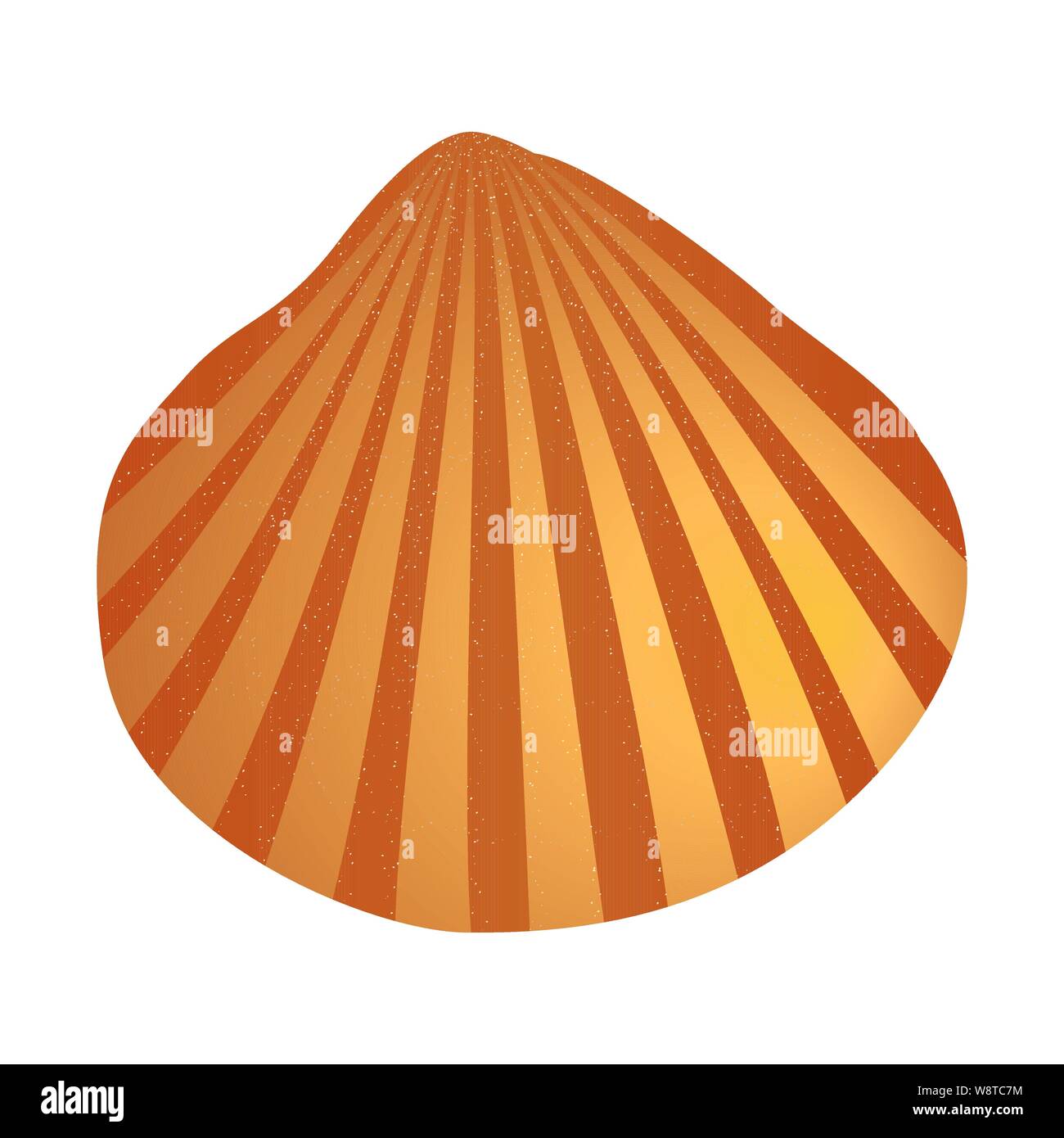 Golden seashell sprinkled with sequins. Isolated vector illustration Stock Vector
