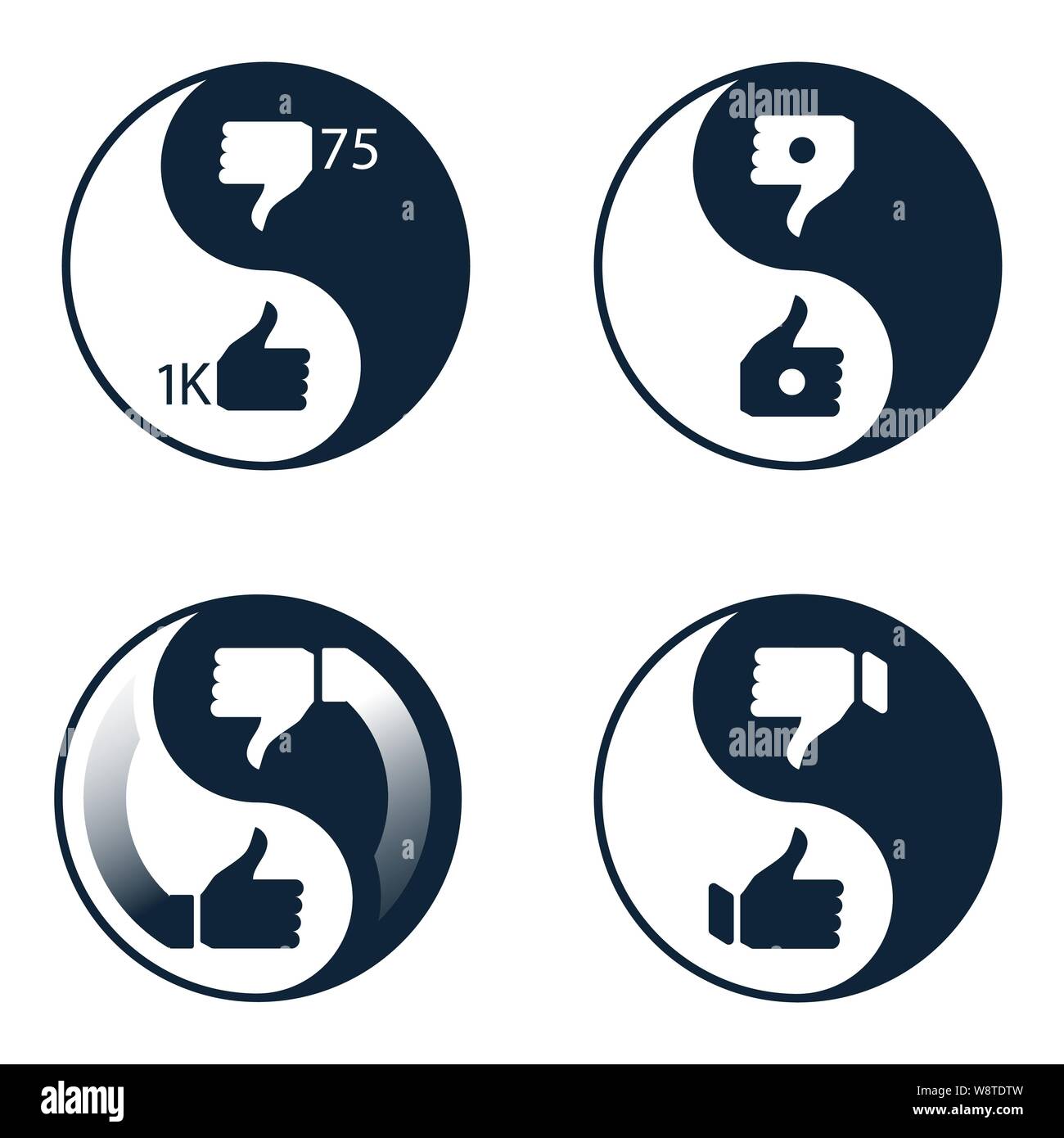 Set of social media or social network like icons. Like and dislike