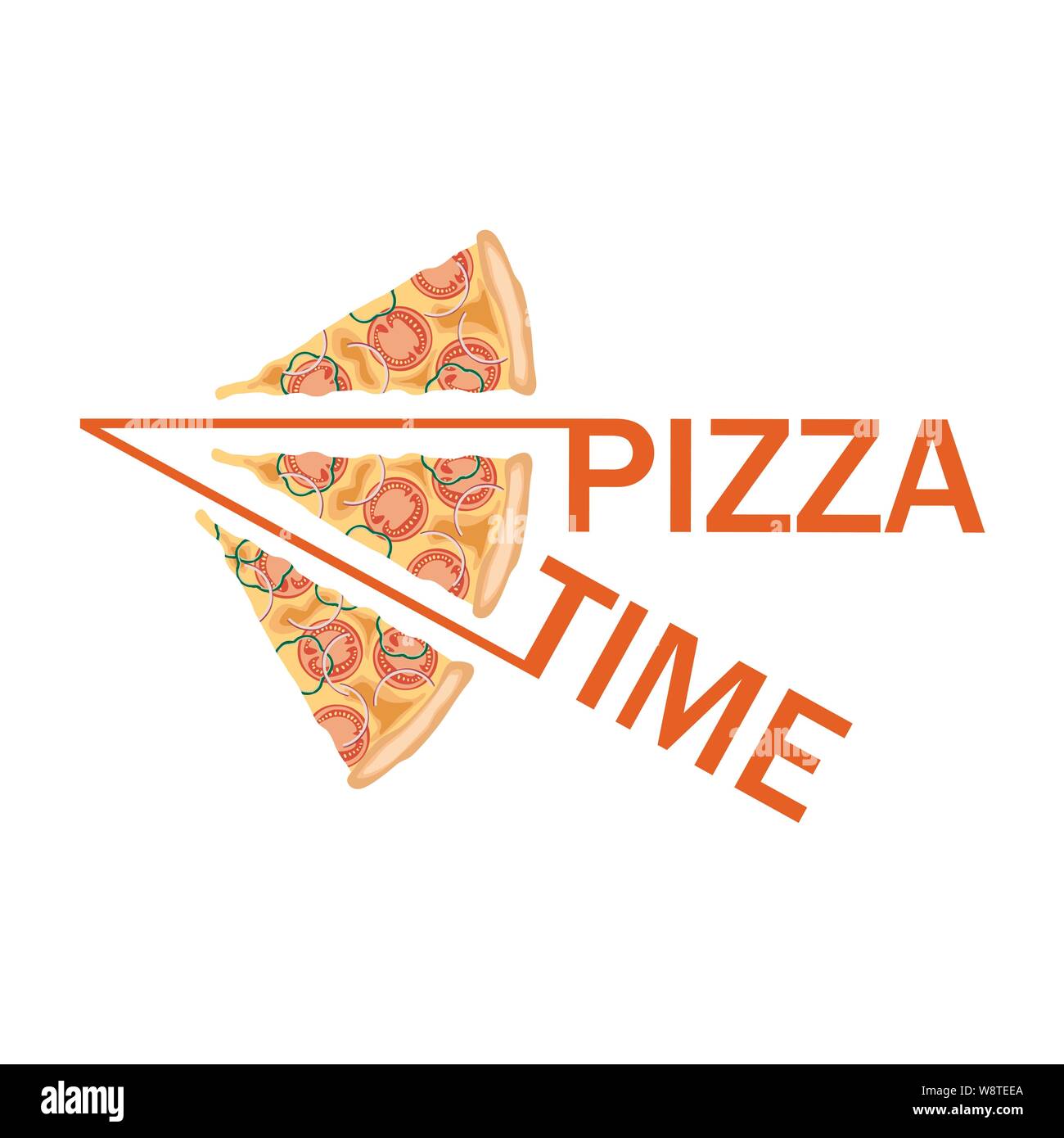 Three pizza slices. Pizza time. Isolated icon Stock Vector