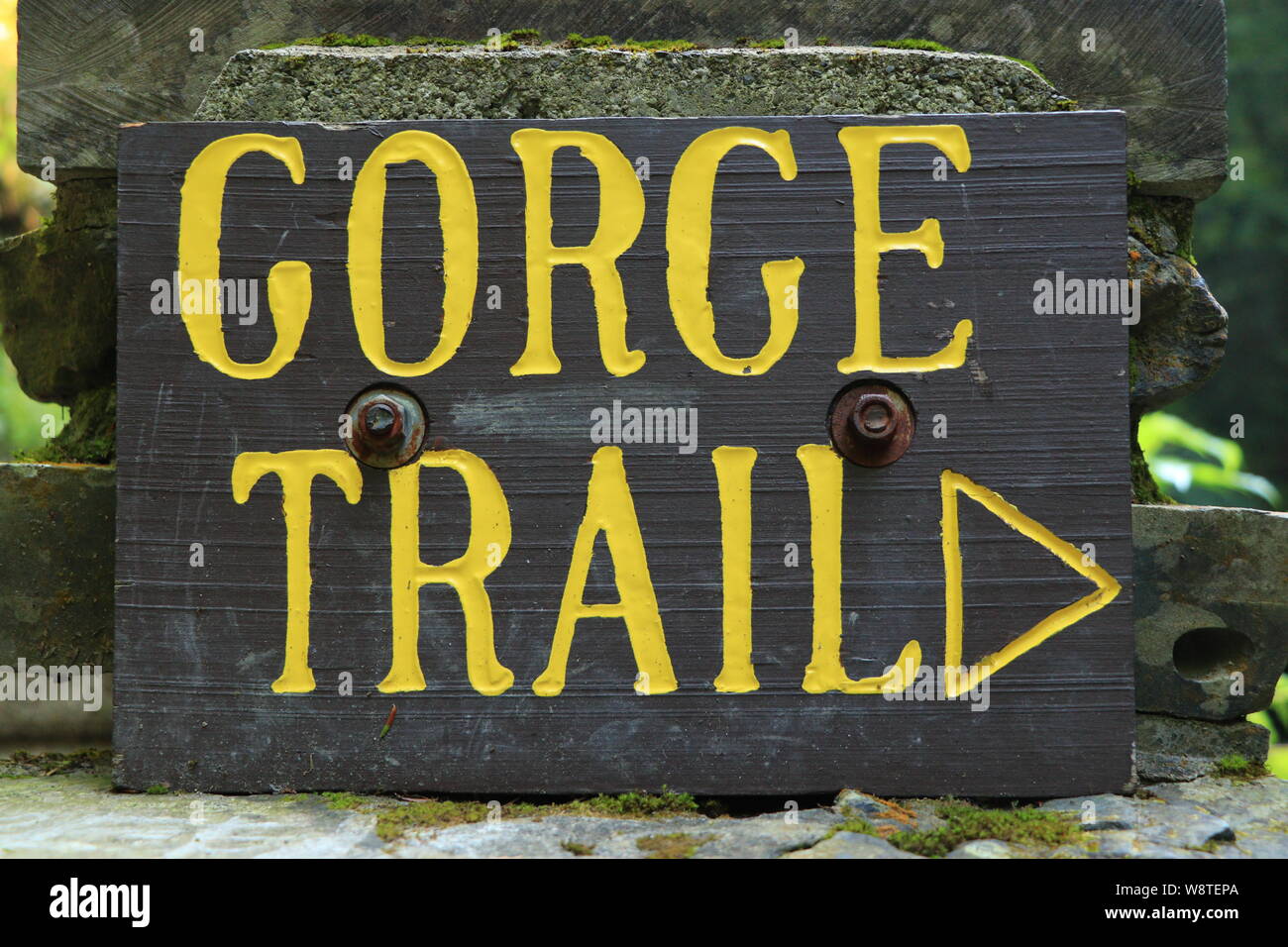 Gorge Trail Sign, Finger Lakes, New York Stock Photo