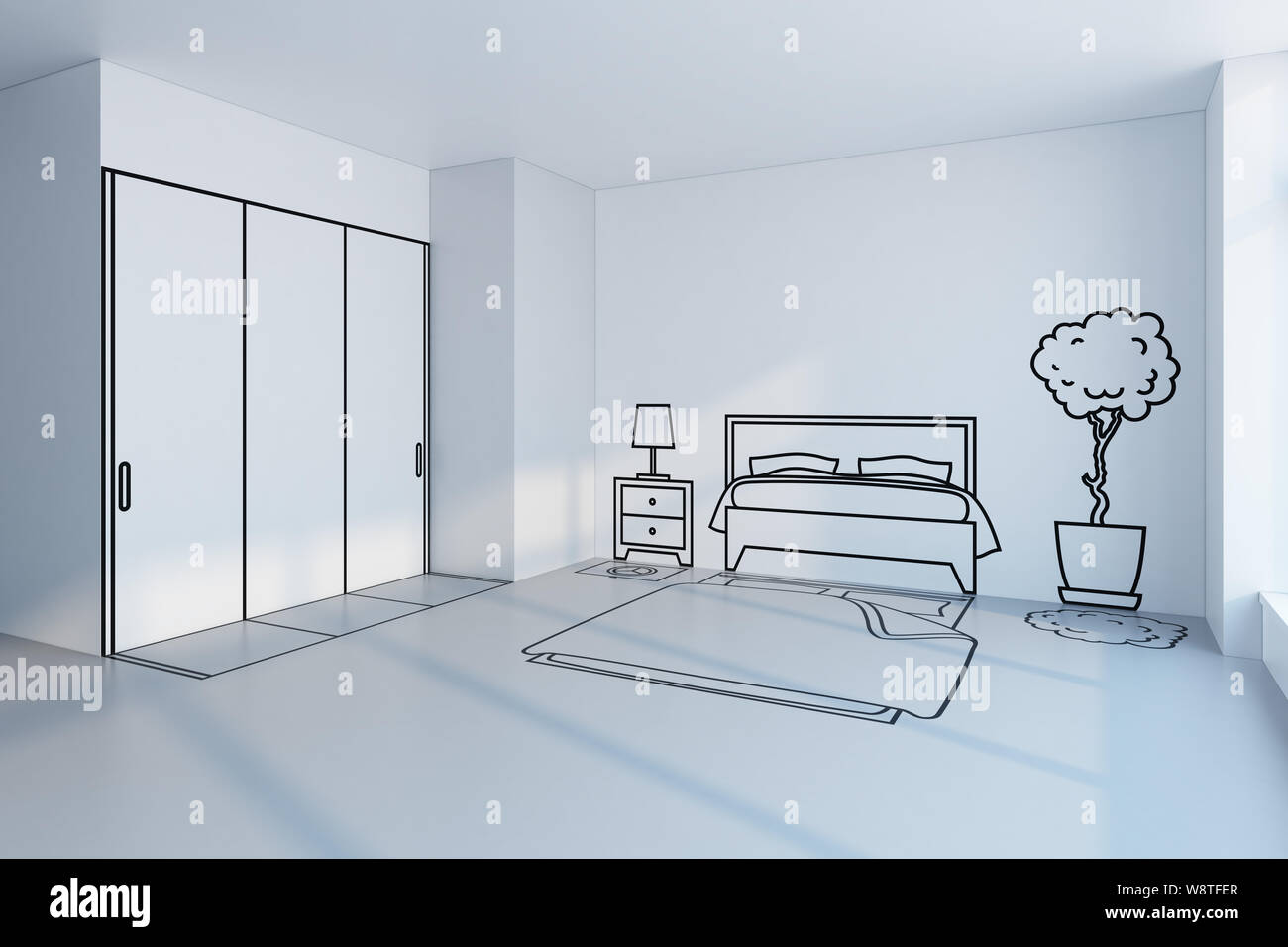 Bedroom Planning Design 3d Rendering Stock Photo Alamy