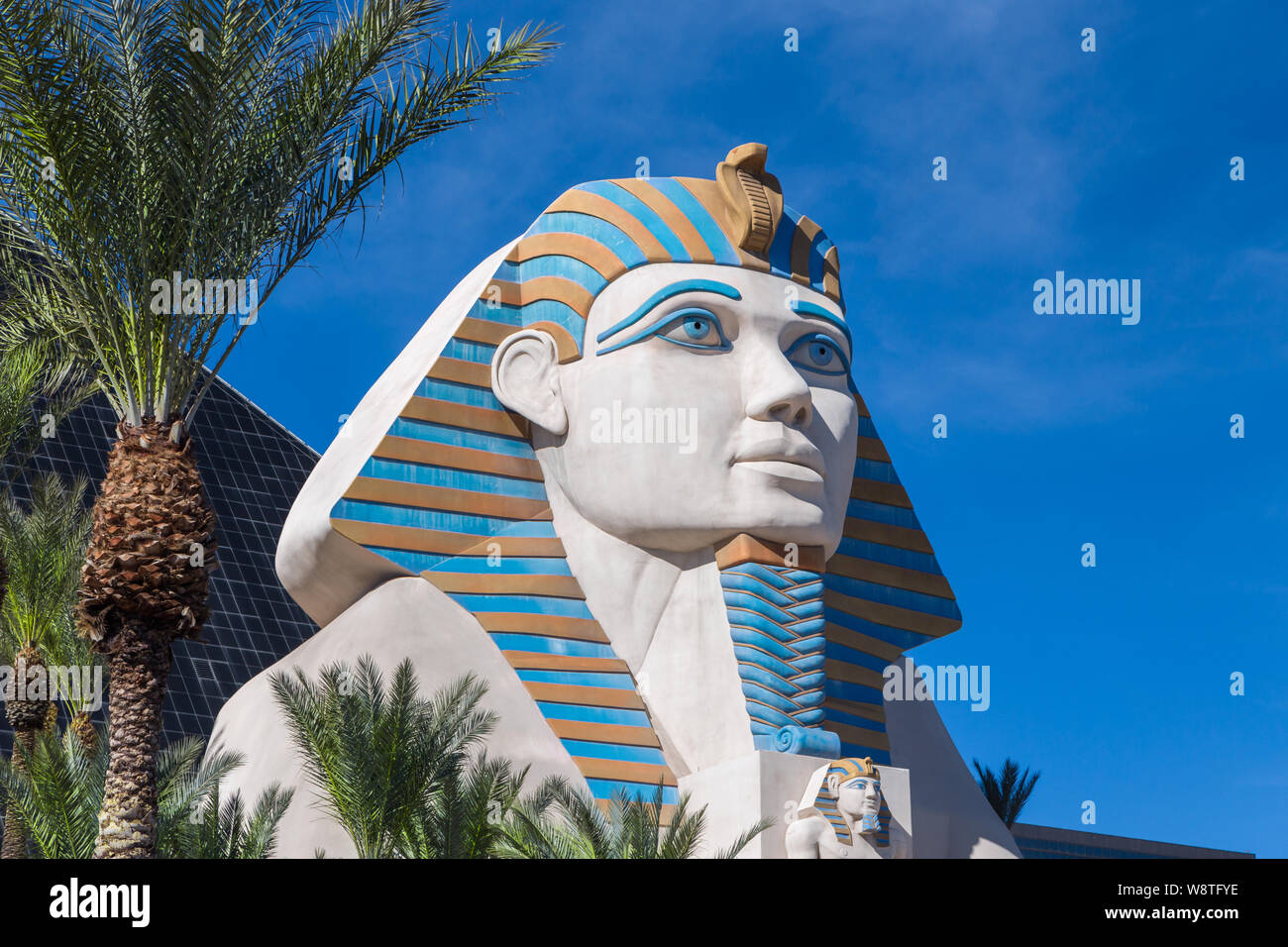 LAS VEGAS, NV/USA - FEBRUARY 15, 2016: Great Sphinx of Giza at Luxor Las Vegas. Luxor Las Vegas is a hotel and casino on the Las Vegas Strip. Stock Photo