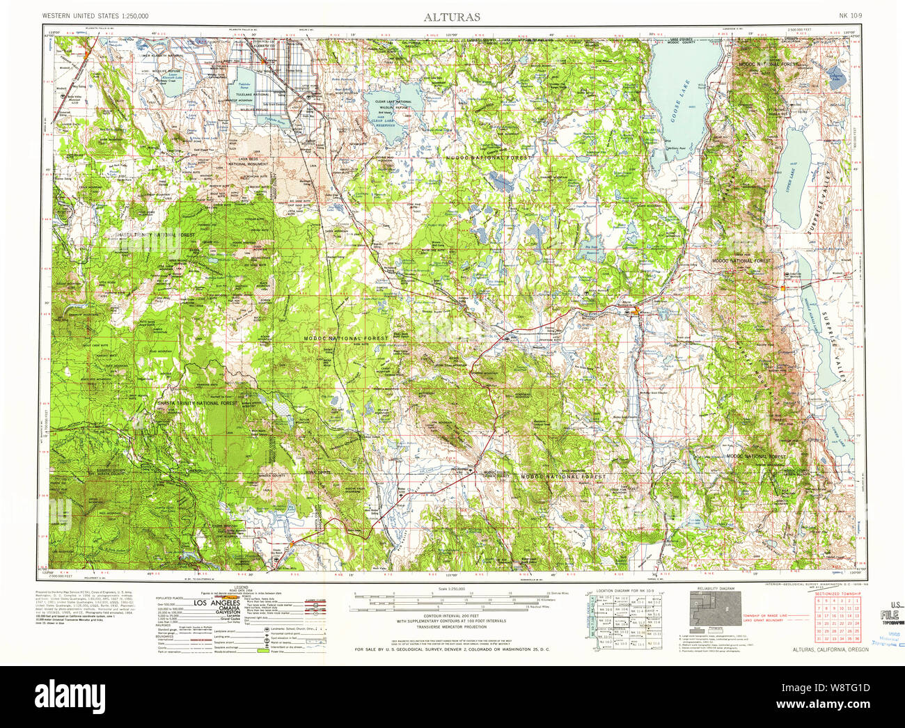 USGS Topo Map California Alturas 299718 1958 250000 Restoration Stock Photo Alamy