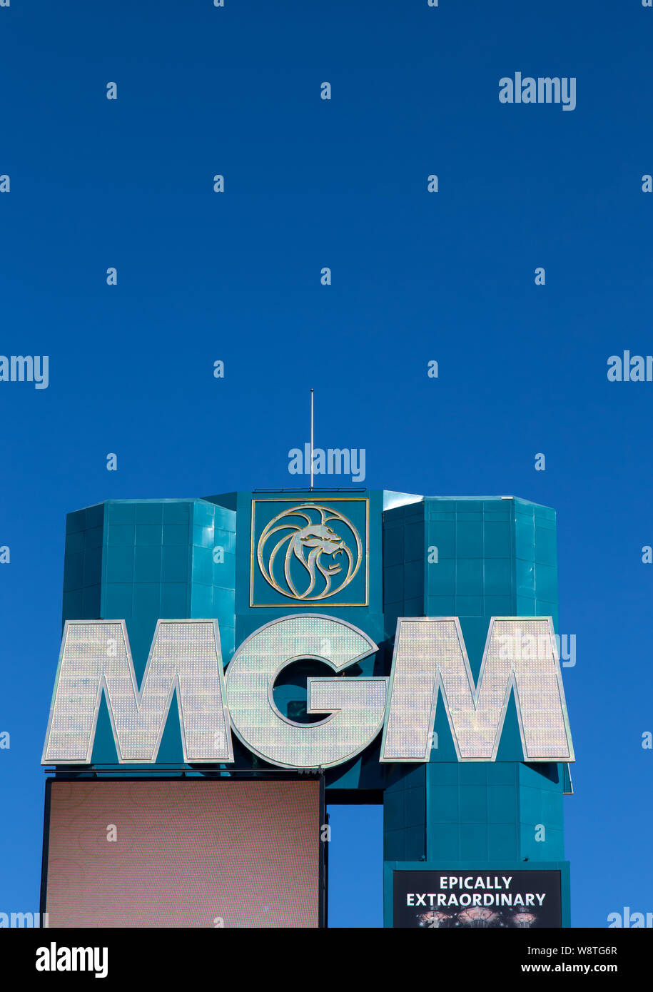 LAS VEGAS, NV/USA - FEBRUARY 15, 2016:MGM Grand Las Vegas Hotel and Casino. The MGM Grand Las Vegas is a hotel casino located on the Las Vegas Strip. Stock Photo