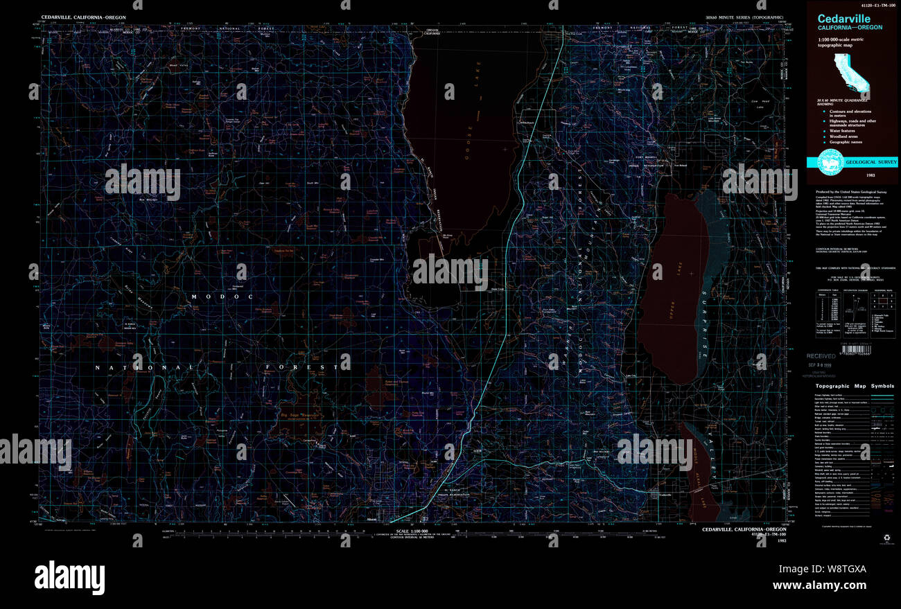 USGS Topo Map California Cedarville 299060 1983 100000 Inverted