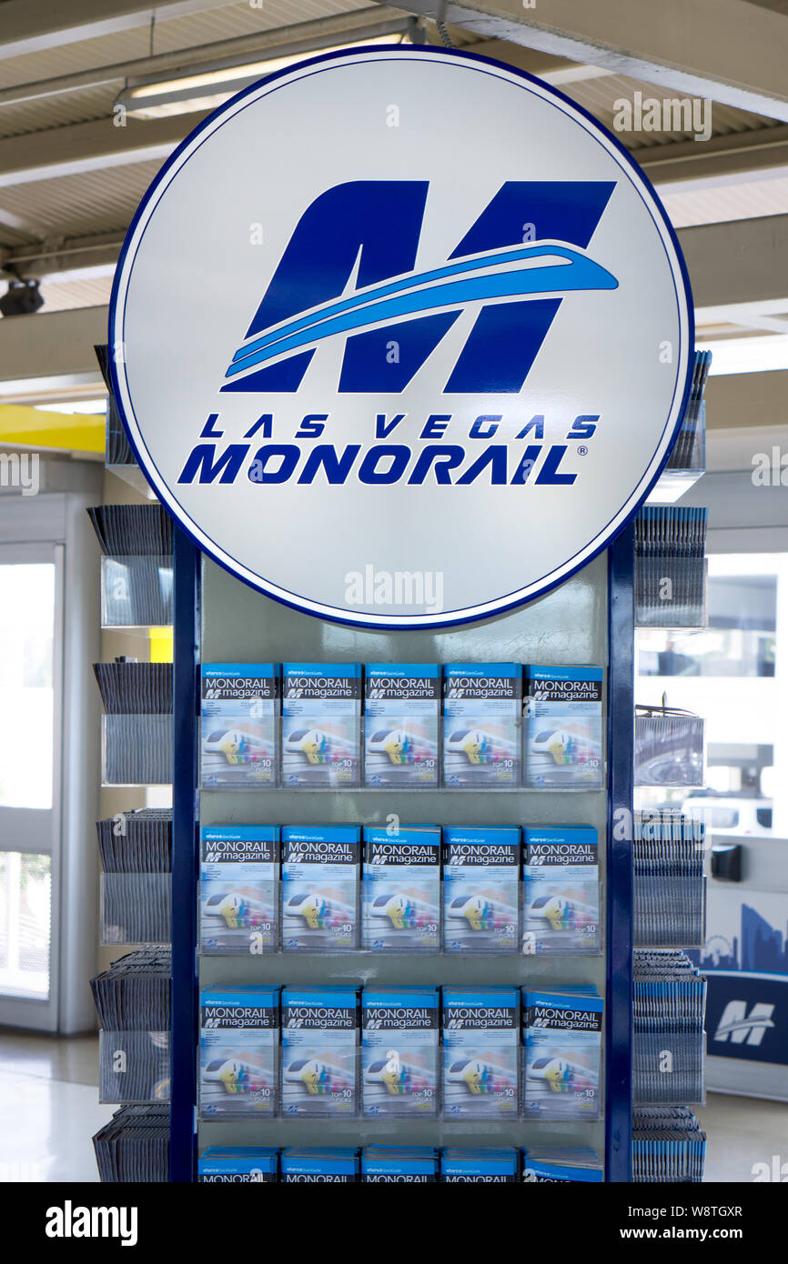 LAS VEGAS, NV/USA - FEBRUARY 14, 2016: Las Vegas Monorail sign and logo. The Las Vegas Monorail transports tourists on the Las Vegas Strip. Stock Photo