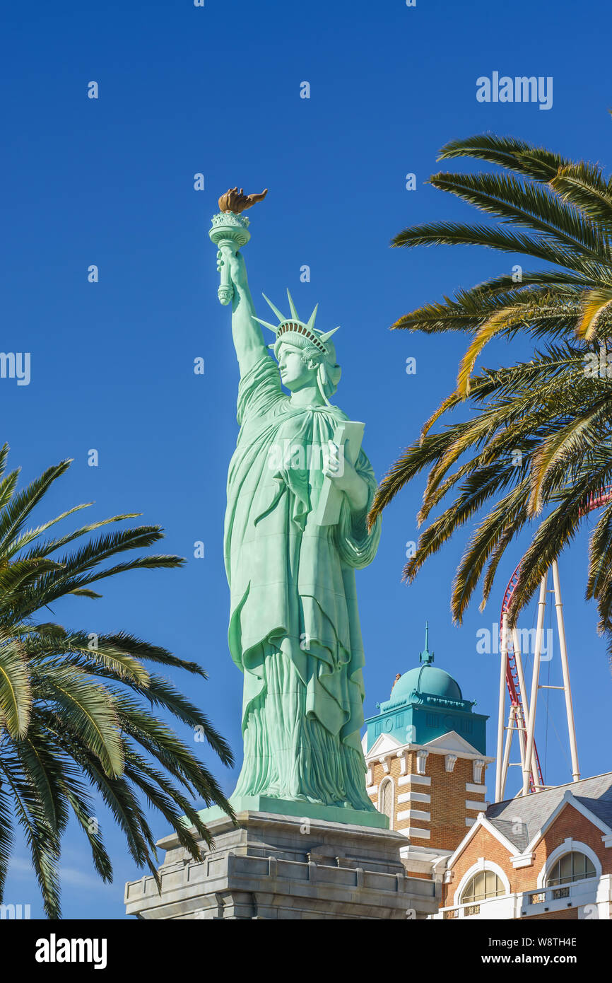 LAS VEGAS, NV/USA - FEBRUARY 14, 2016: Statue of Liberty replica at New York-New York Hotel and Casino. Stock Photo