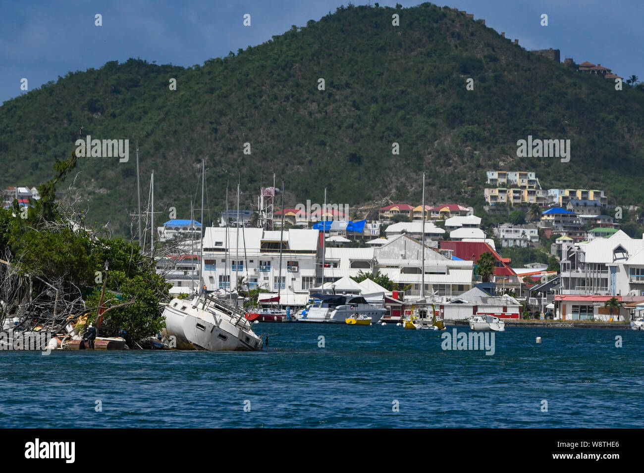 Hurricane Irma damage and aftermath - Sint Maarten island - Saint Maarten storm damage - St. Maarten weather - Hurricane Irma destruction Stock Photo