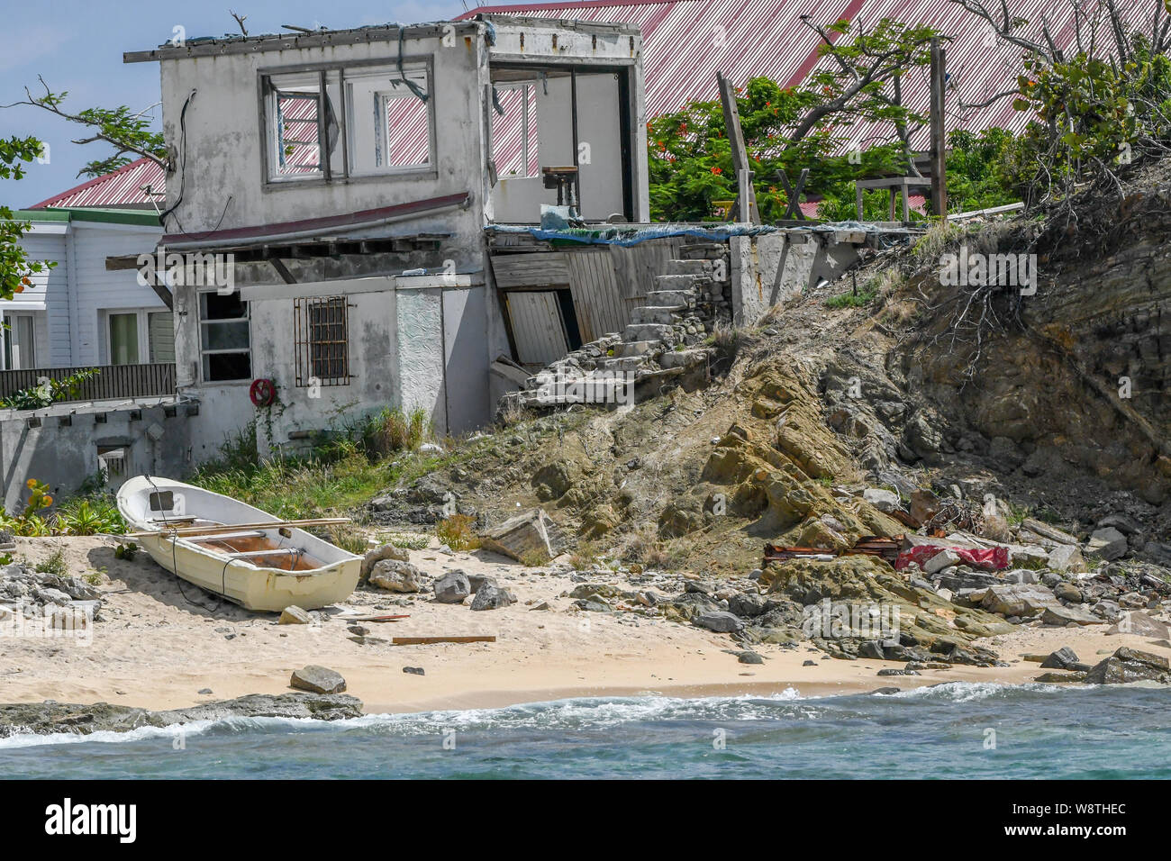 Hurricane Irma damage and aftermath - Sint Maarten island - Saint Maarten storm damage - St. Maarten weather - Hurricane Irma destruction Stock Photo