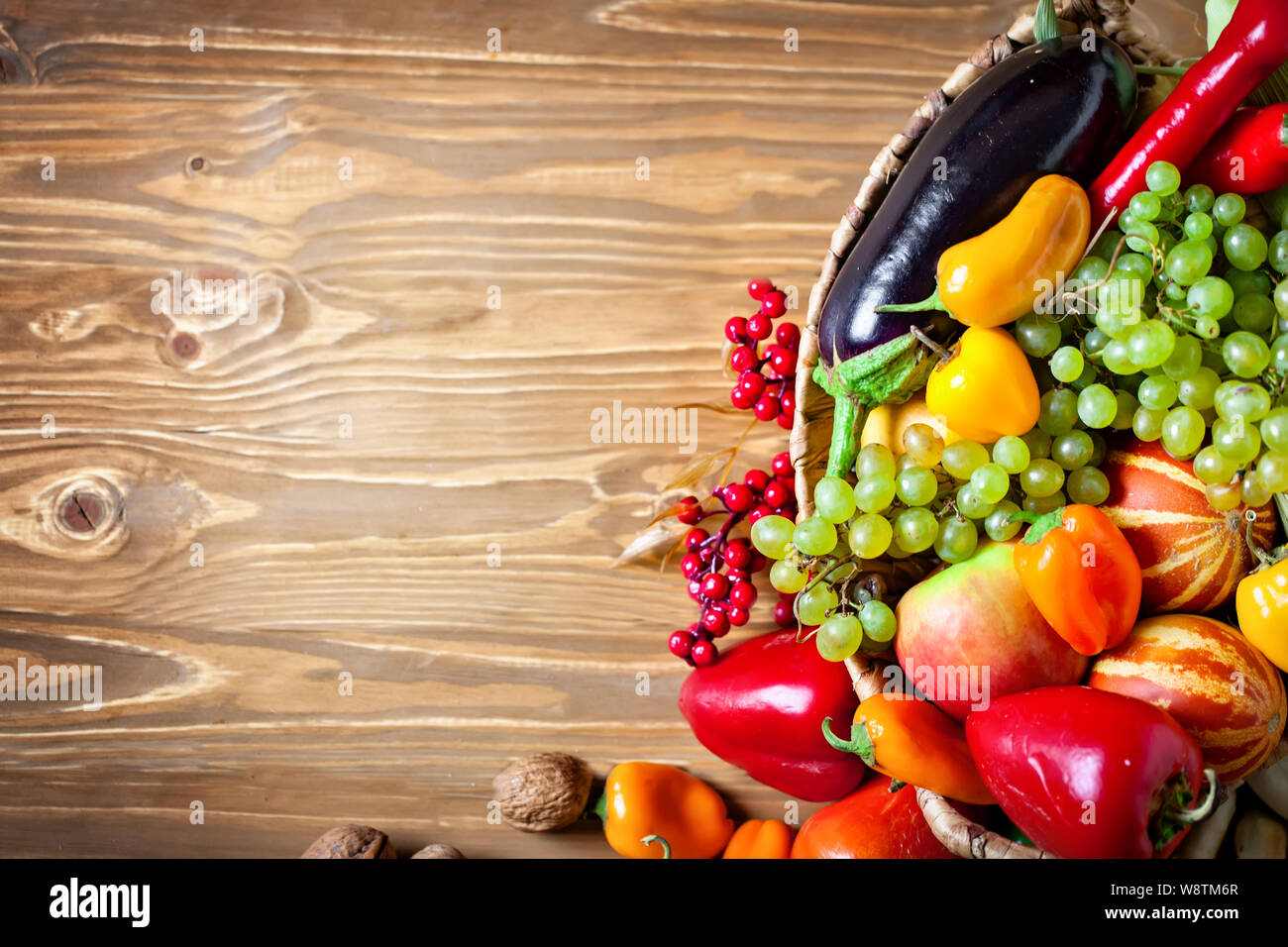 The table, decorated with vegetables and fruits. Harvest Festival ...