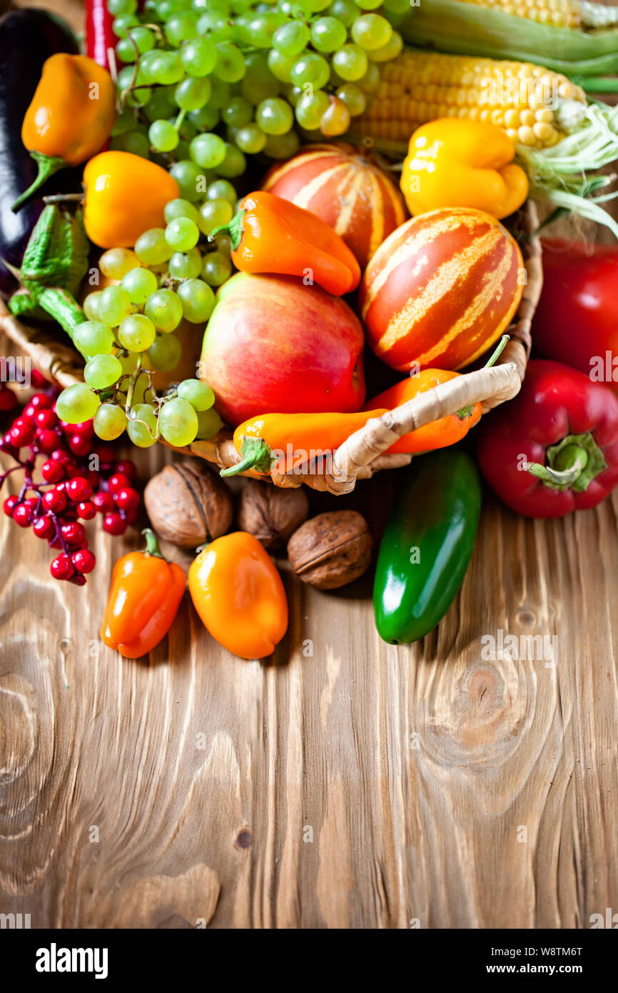 The table, decorated with vegetables and fruits. Harvest Festival ...