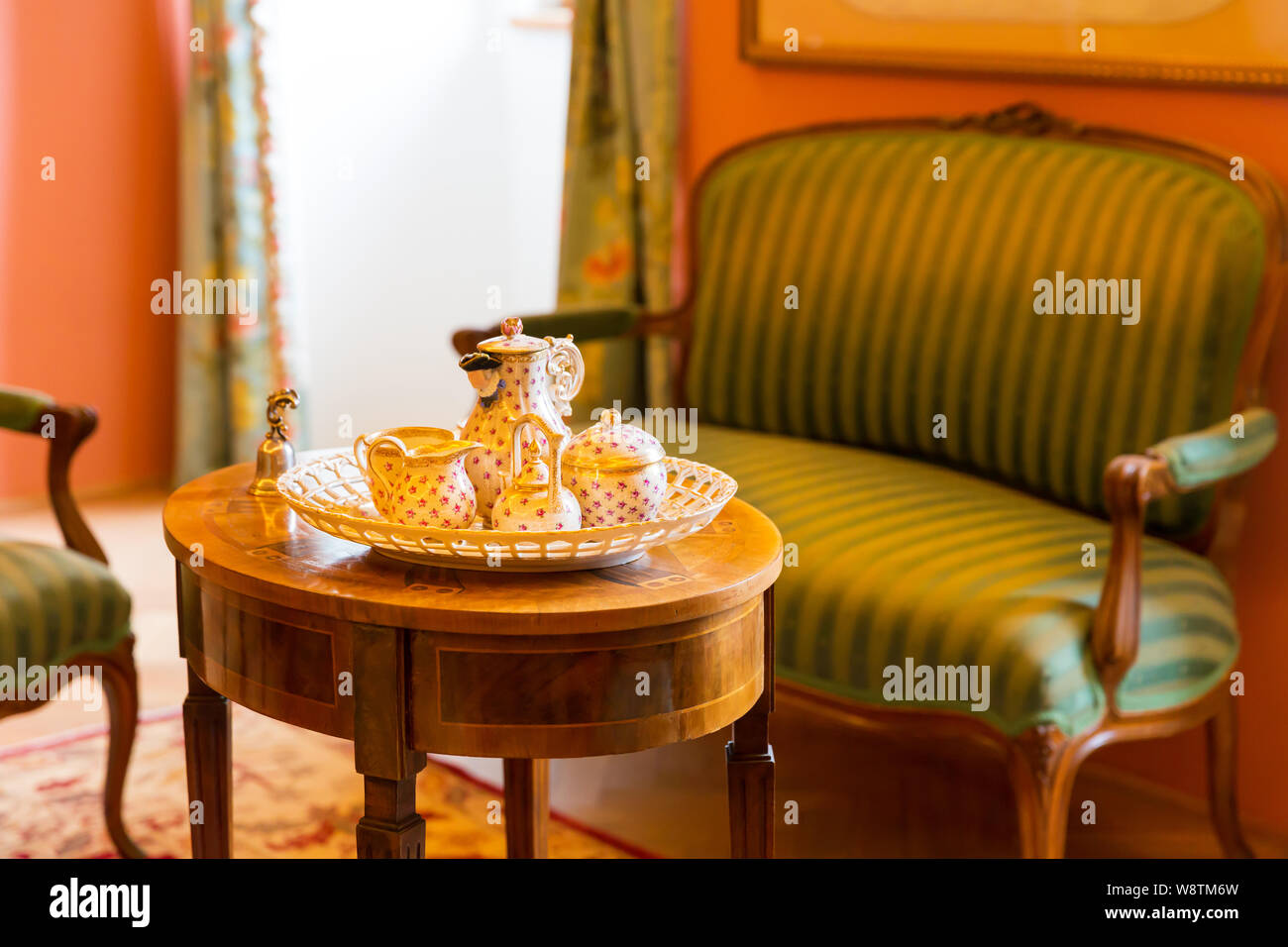Set of ancient tableware in museum, Europe, nobody Stock Photo Alamy