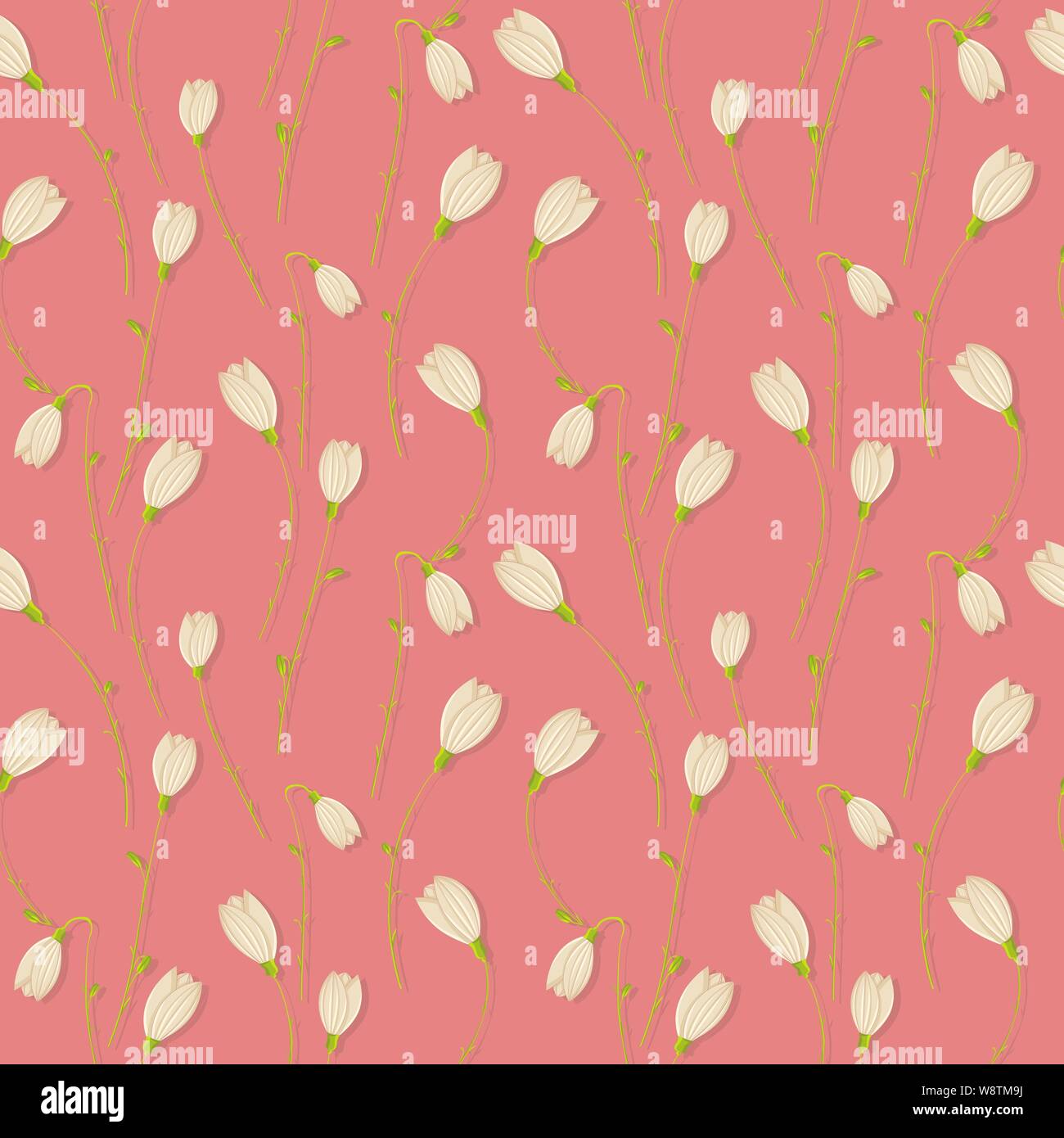 Snowdrop vector seamless pattern for your design Stock Vector
