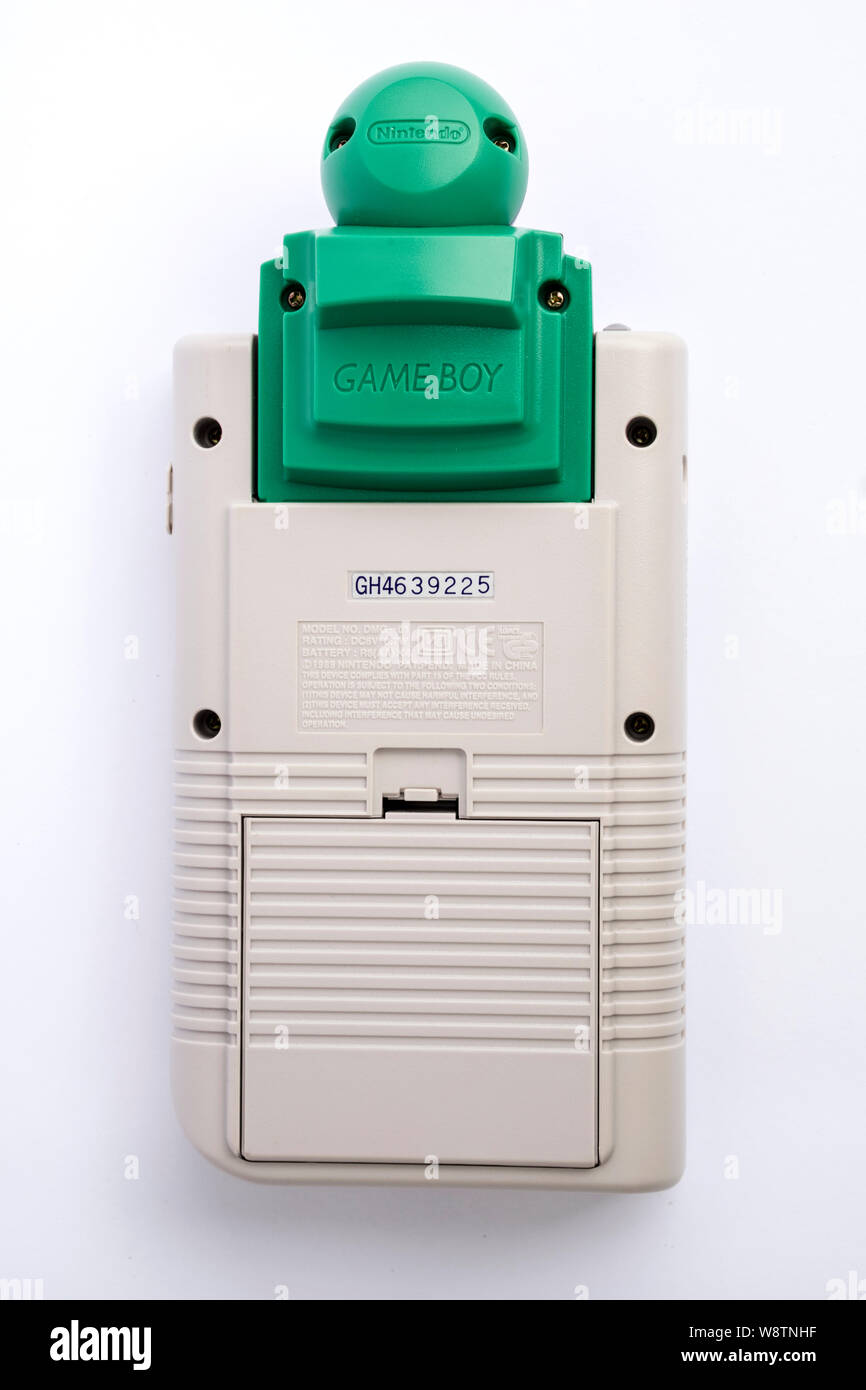 Nintendo Game Boy with camera module, backside view Stock Photo