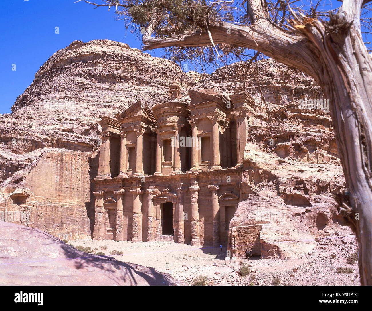 The Deir Monastery facade, Ancient City of Petra, Maan, Kingdom of Jordan Stock Photo