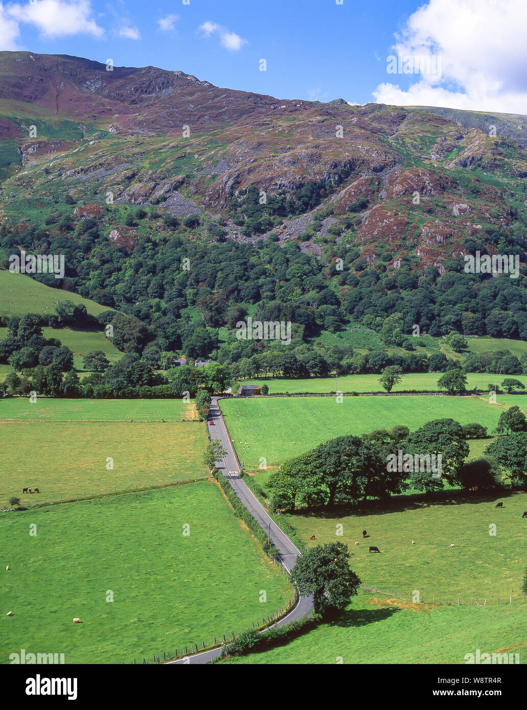 Winding road through Snowdonia National Park, Gwynedd, Wales, United Kingdom Stock Photo